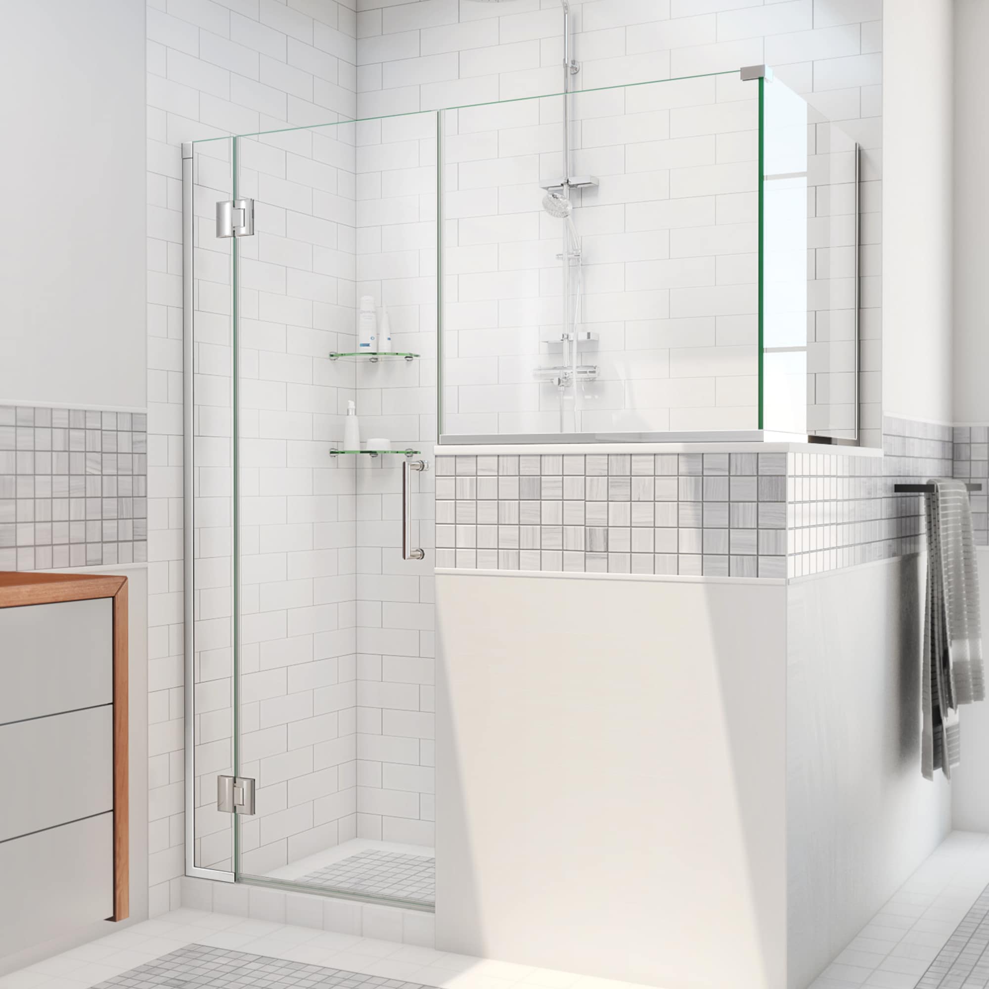 DreamLine Unidoor-X Chrome 60-in W X 72-in H Frameless Hinged Shower ...