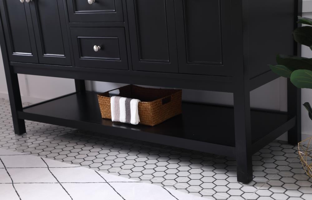 60 in Black Double Sink Bathroom Vanity with Carrara Marble Top