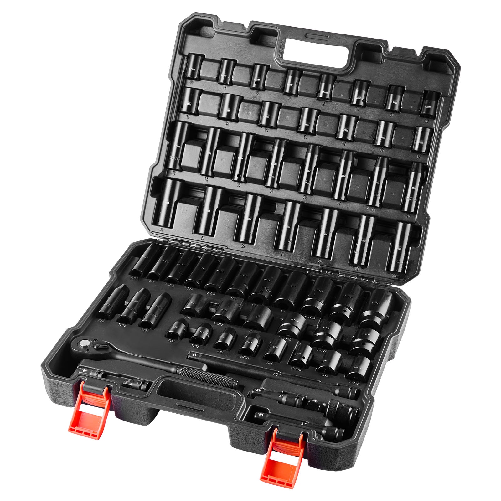 Siavonce 65 -Piece Metric 1/2-in Drive Set 6-point Impact Socket Set #XH2P446280