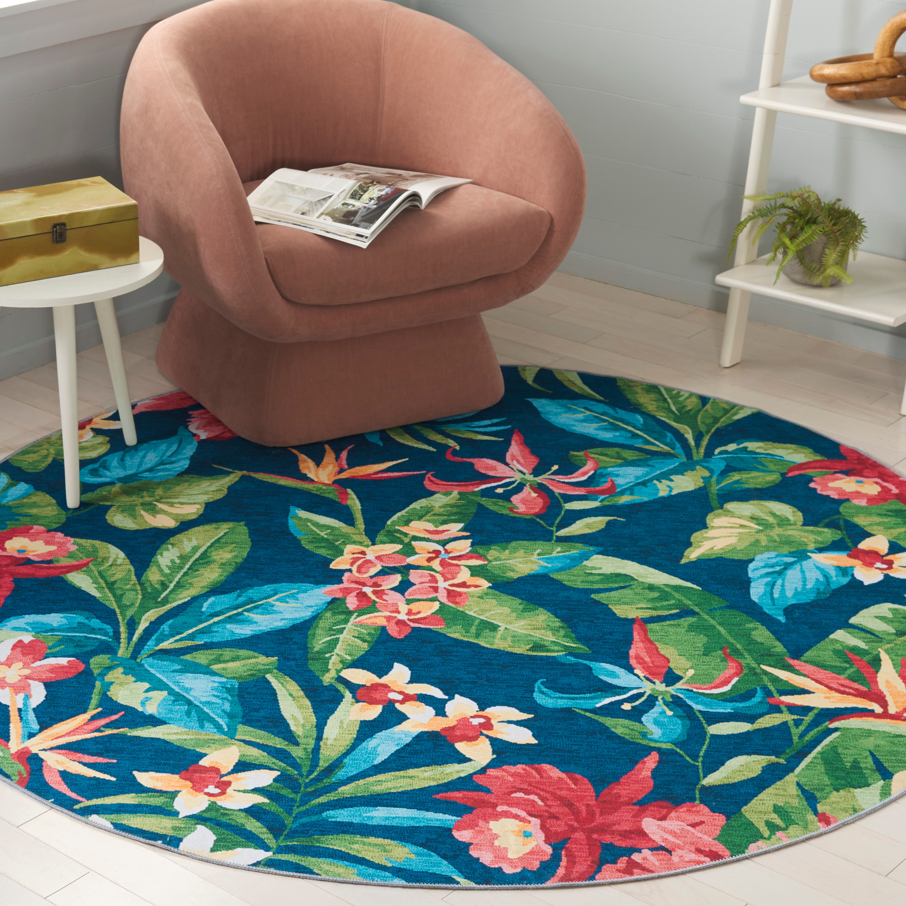 Safavieh - Malibu 842M Dark Blue/Green 6ft x 6ft Country Floral Rug