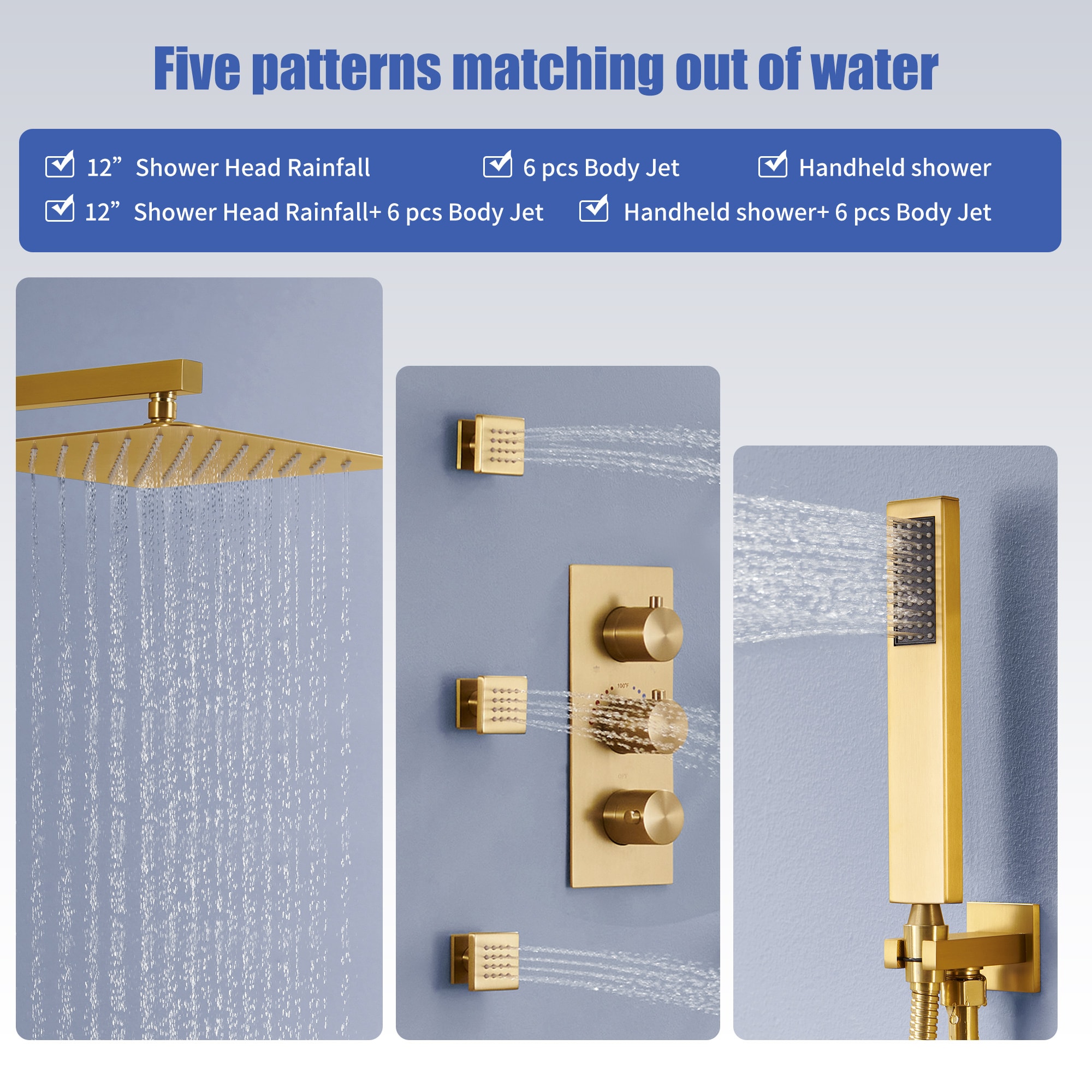 CASAINC EB-W-3-10-BN Showerhead-Bar-Panels - View #7