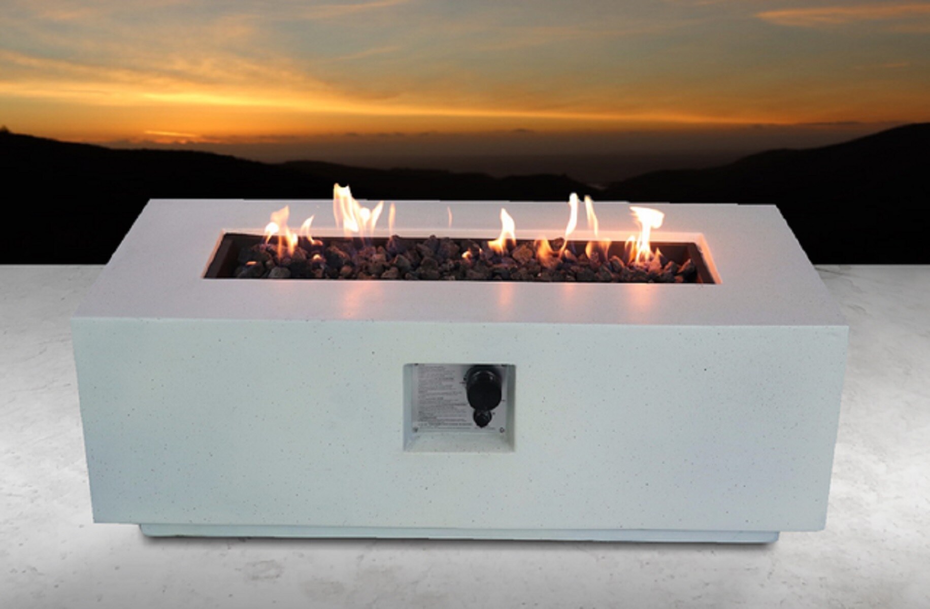 Living Source International CM-0125W 42-in W 50000 Maximum BTUs Concrete Rectangle Liquid propane Fire pit table