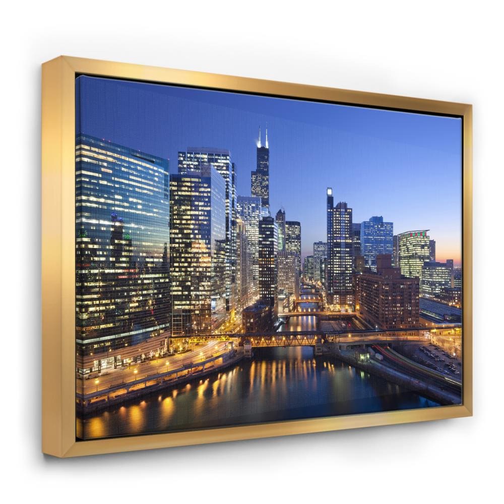 Designart Gold Wood Floater Frame 36-in H x 46-in W Landscape Print on ...