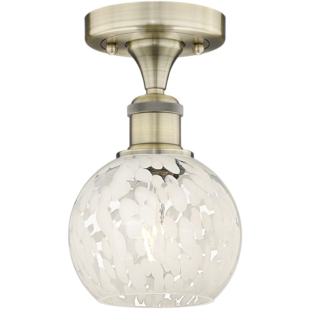 Innovations Lighting 2674834 616-1F-AB-G1216-6WM Edison White Mouchette Semi-Flush Mount