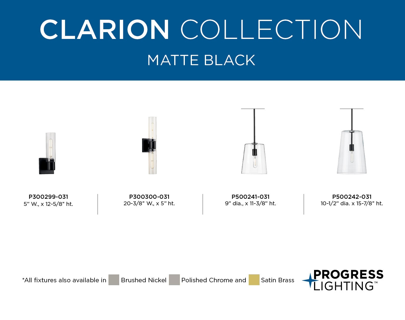 Clarion 9" Matte Black and Clear Glass Coastal Pendant Light