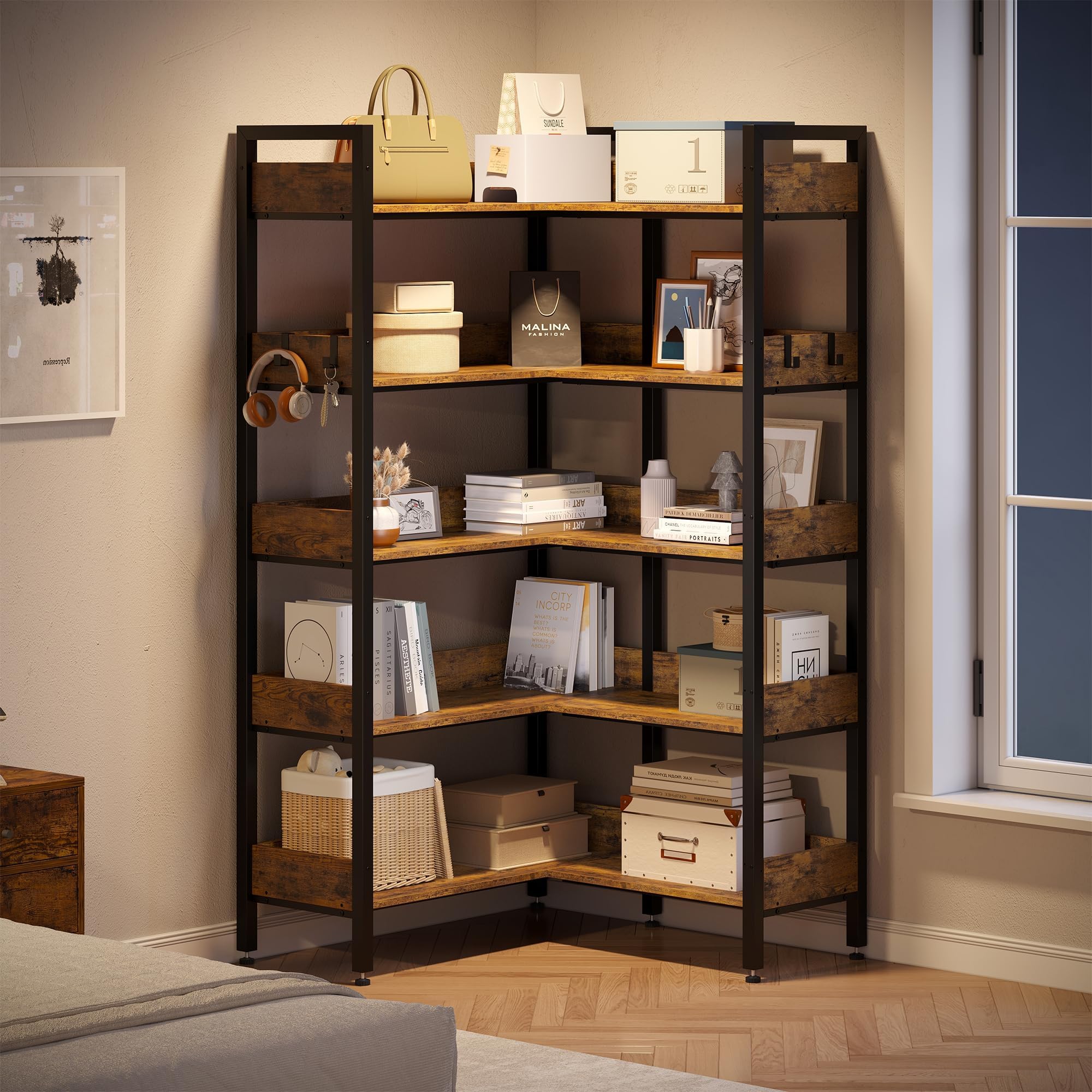 WhizMax LSNL-PHO-338J8A6Q Corner Bookshelf