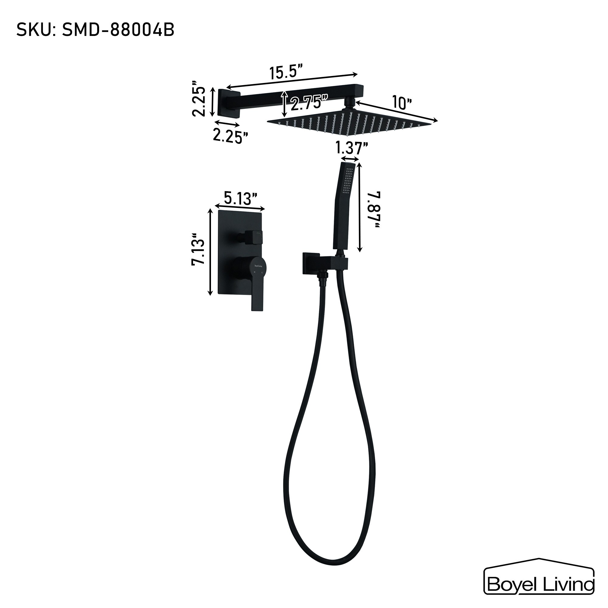Clihome SMD-BS04B Showerhead-Bar-Panels - View #2