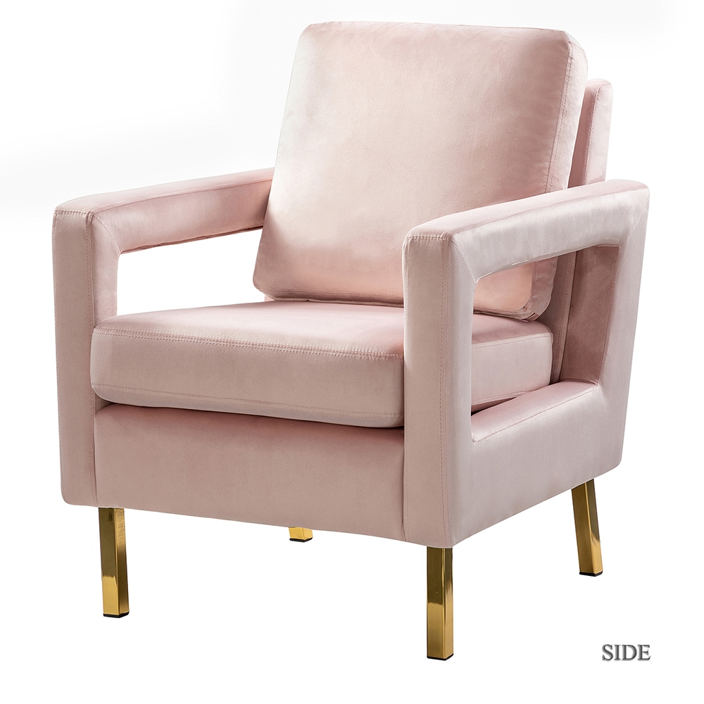 14 Karat Home CHM0014-PINK Casual PINK Velvet Accent Chair