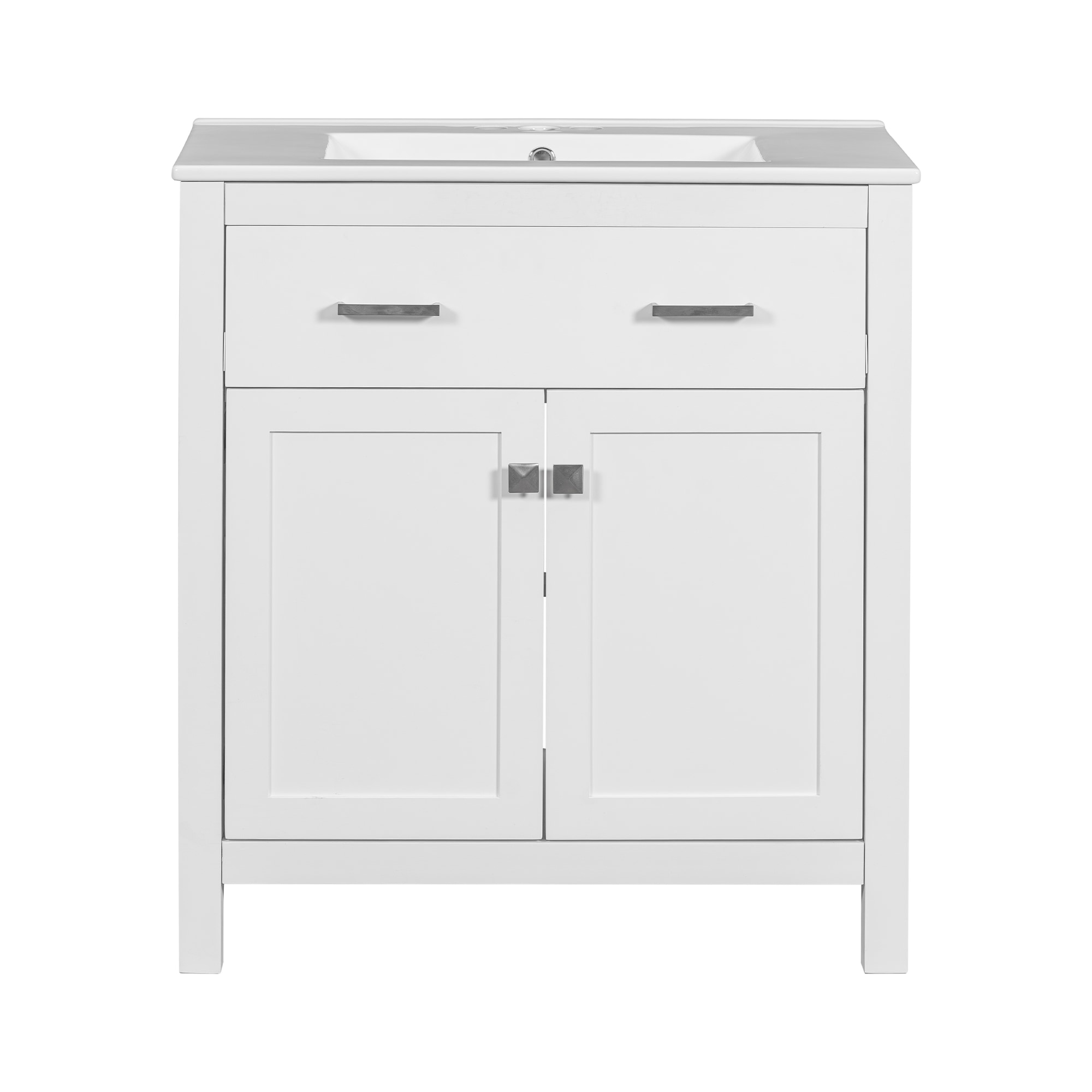 BEARSOLIM 30-inch Bathroom Vanity with Ceramic Sink 2 Doors and a Shelf Soft Close Doors