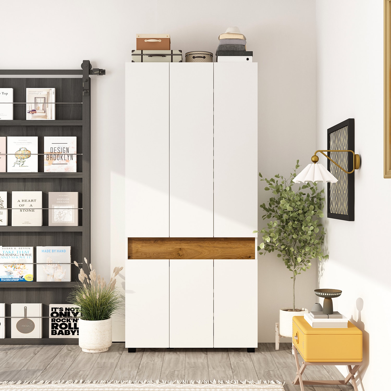 FUFU&GAGA KF150216-01 77.9-in H 5 Tier 20 pair White Composite Shoe cabinet