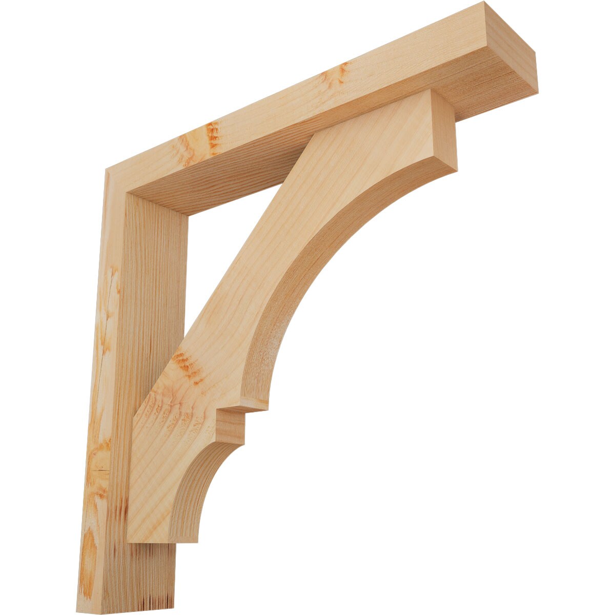 Ekena Millwork 1462112 Balboa Block Smooth Bracket with Offset Brace 3-1/2-in x 18-in x 18-in Douglas fir Brown Wood Standard bracket