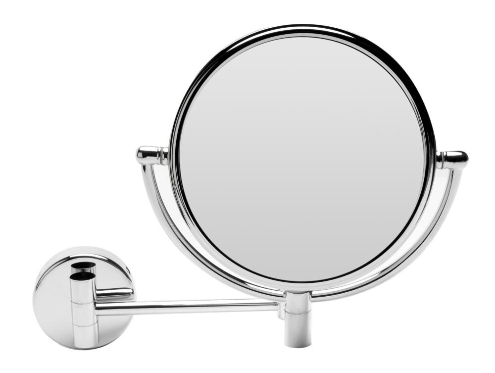 ALFI brand 9.88-in x 9.88-in Brushed Brass Double-Sided Magnifying Wall-Mounted Vanity Mirror