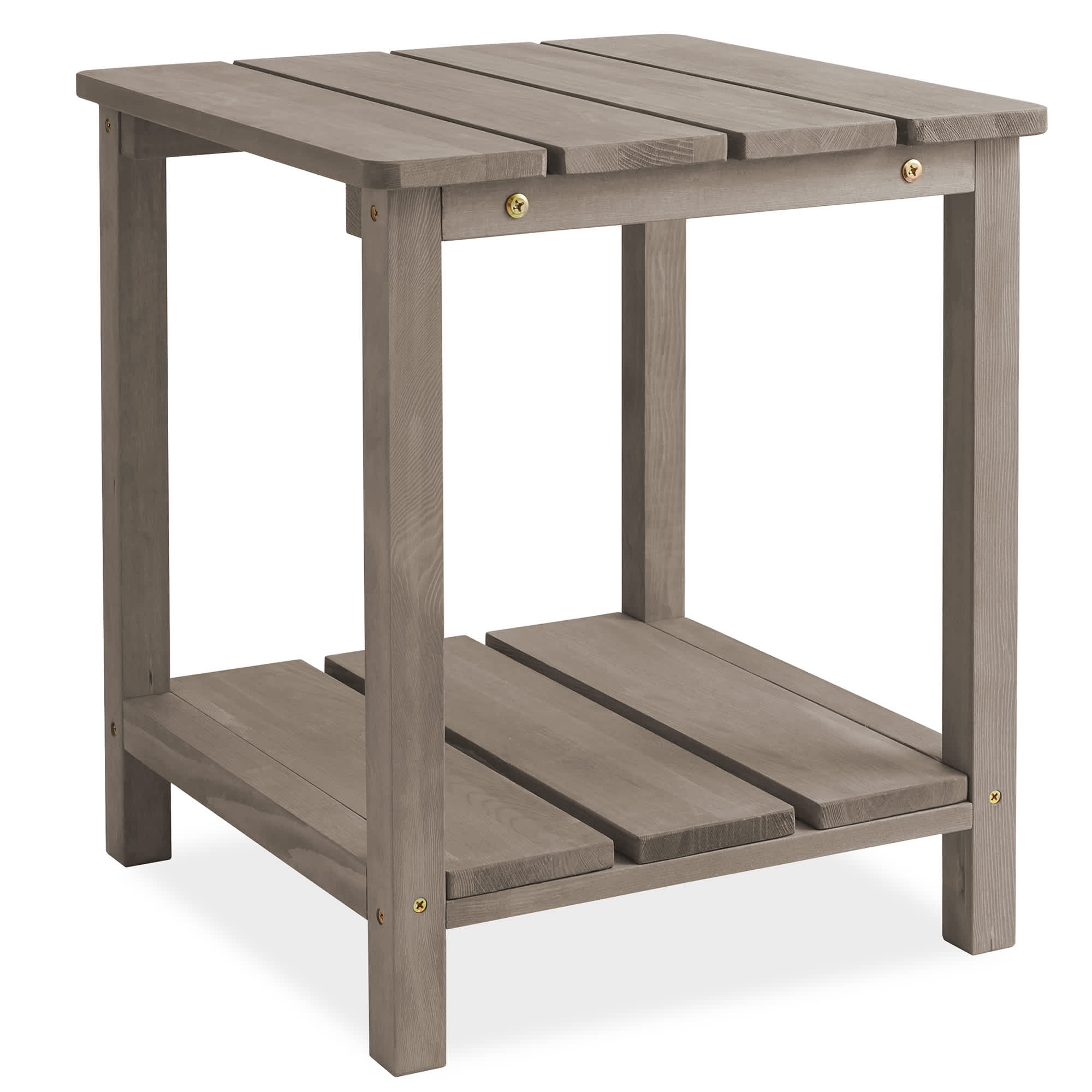 Casafield PAT-TAB-1683-GRY Adirondack Wood Side Table with Shelf for Patio - Gray