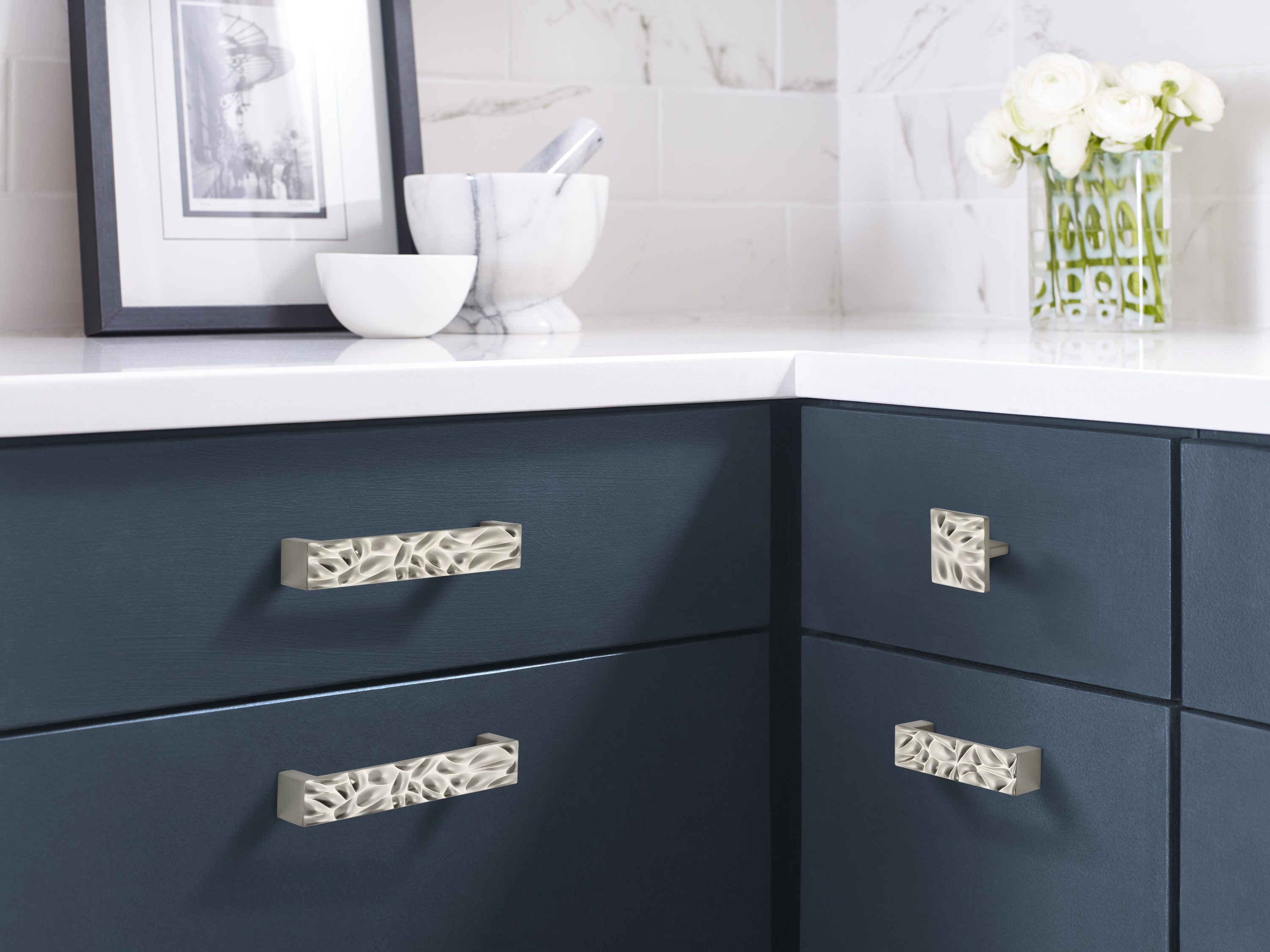 Calathea Brushed Nickel Square Cabinet Pull with Mounting Hardware
