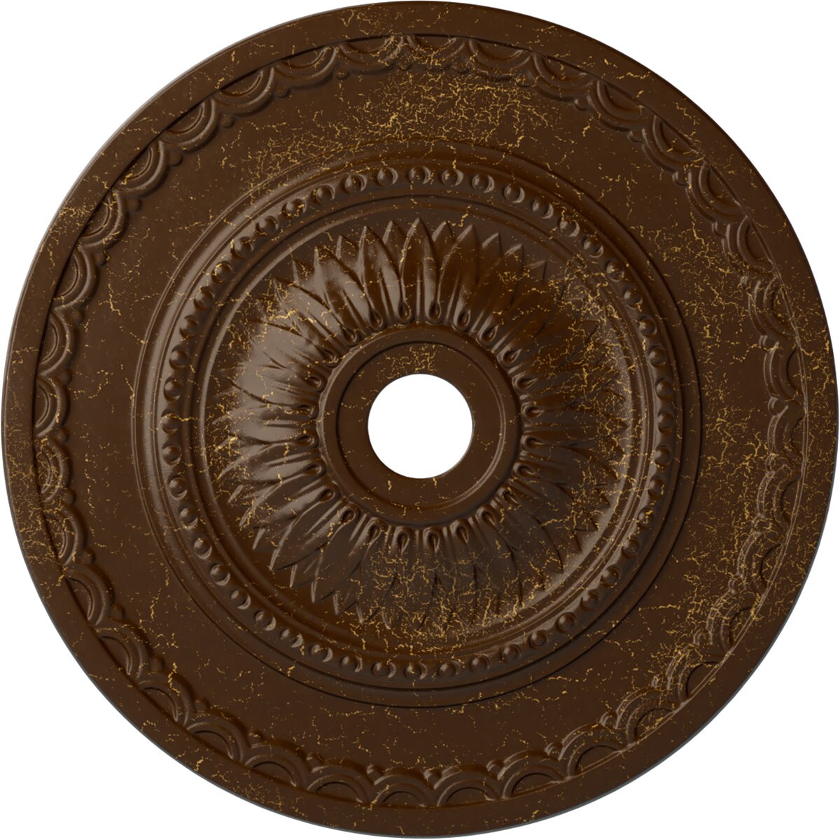 Ekena Millwork CM29SFRBC Sunflower 29.5-in W x 29.5-in L Painted Root Beer Crackle Polyurethane Whole Ceiling Medallion