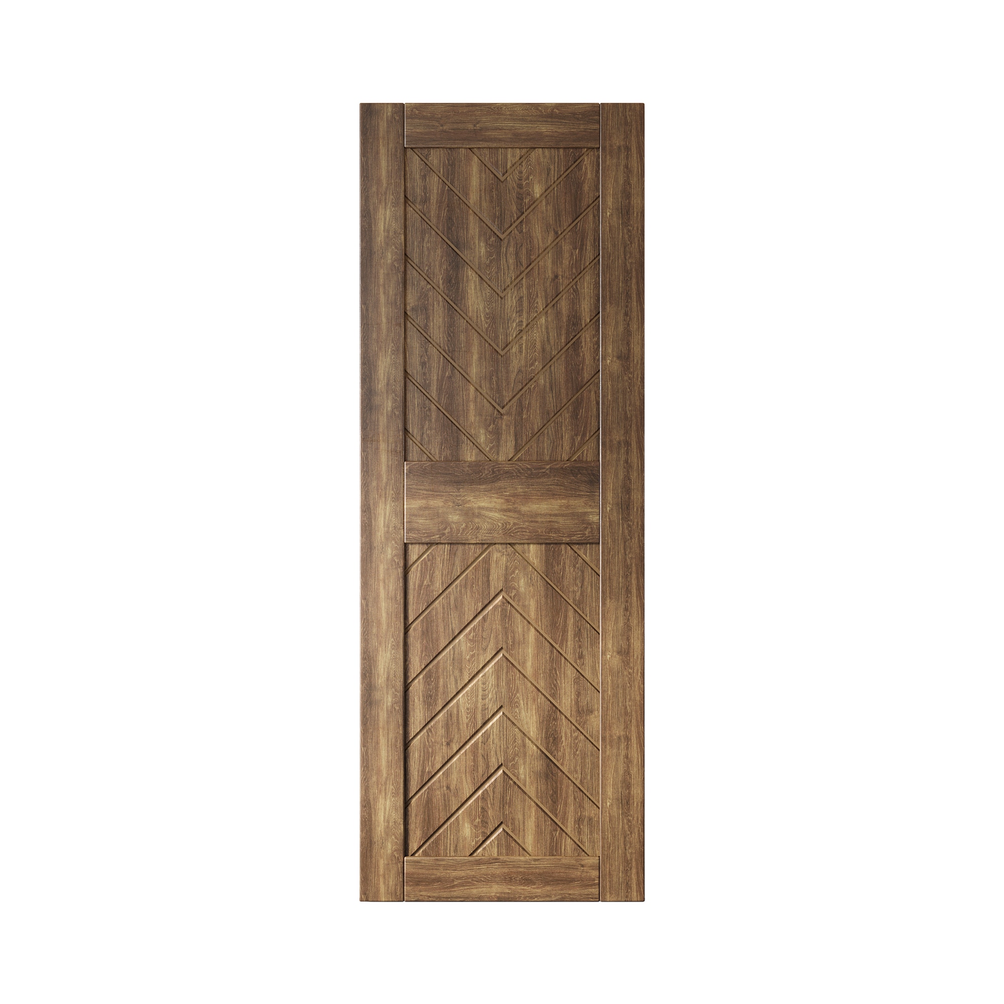 HOMACER JT4-2684-WA 26-in x 84-in Dark Walnut Herringbone Pine Wood Solid core Single Barn Door (Hardware Not Included)