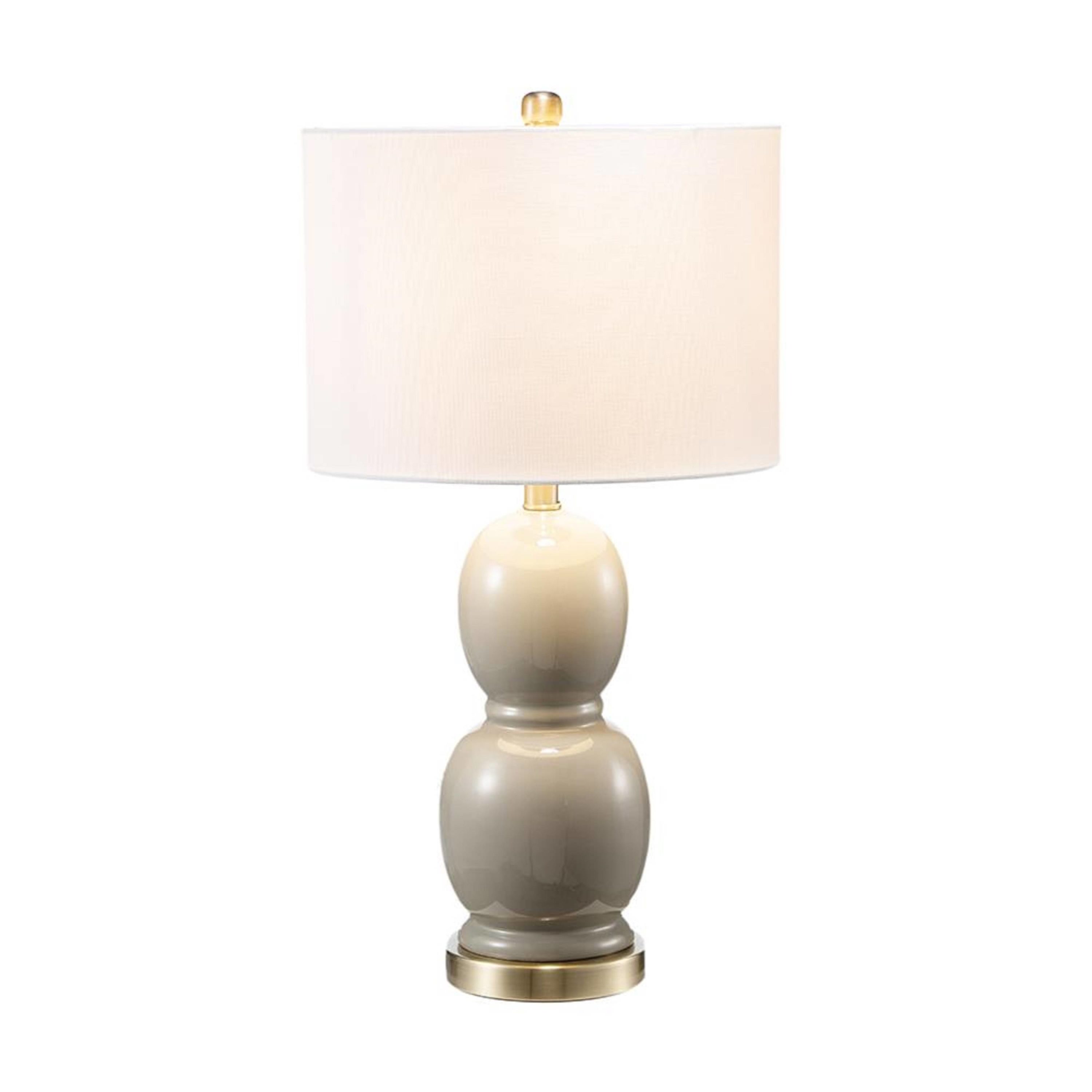 A&B Home 79787 A and B Home 26 in H Drum-Shaped Beige Ceramic/Fabric Table Lamp for Nightstand, Dresser, Living Room, Bedroom, Foyer, Entryways, Kids Room, Dining Room