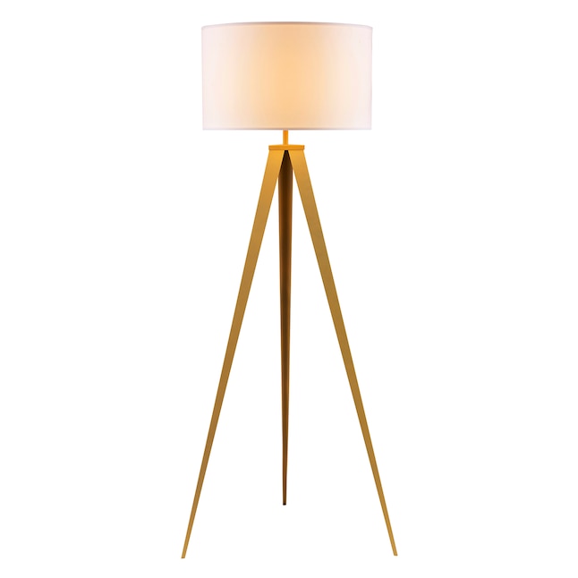 White Matte Gold Tripod Floor Lamp, Gold Tripod Floor Lamp Base