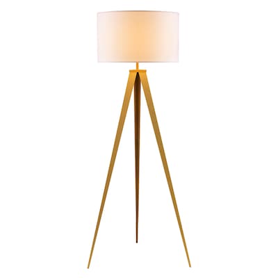 Vervolgen plafond web Teamson Home Romanza 61.81-in White/Matte Gold Tripod Floor Lamp in the  Floor Lamps department at Lowes.com
