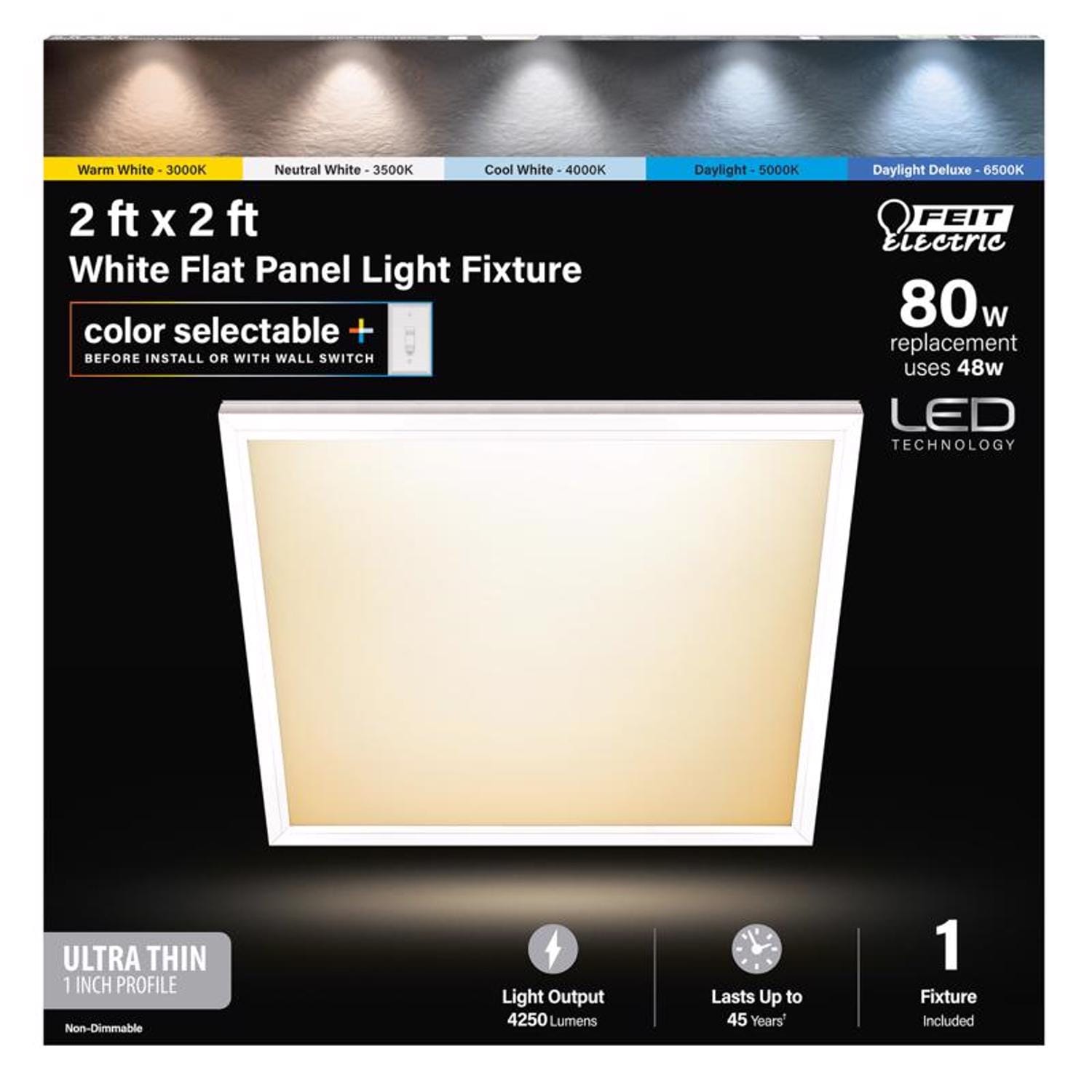 Feit Electric  1 in H X 24 in W X 24 in L White LED Flat Panel Light Fixture