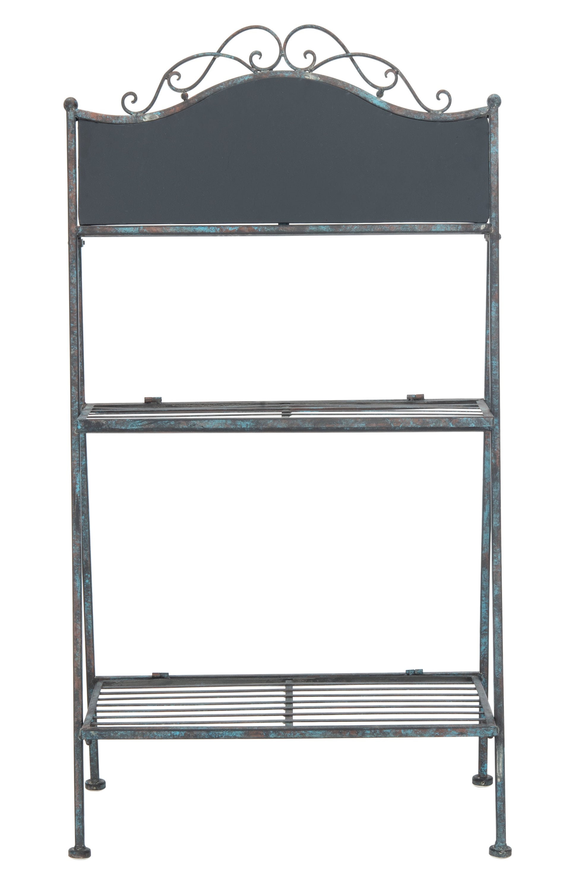 Safavieh PAT5029B Natum 43-in H x 24.5-in W Reddish Brown/Blue Wash Outdoor Rectangular Wrought Iron Plant Stand