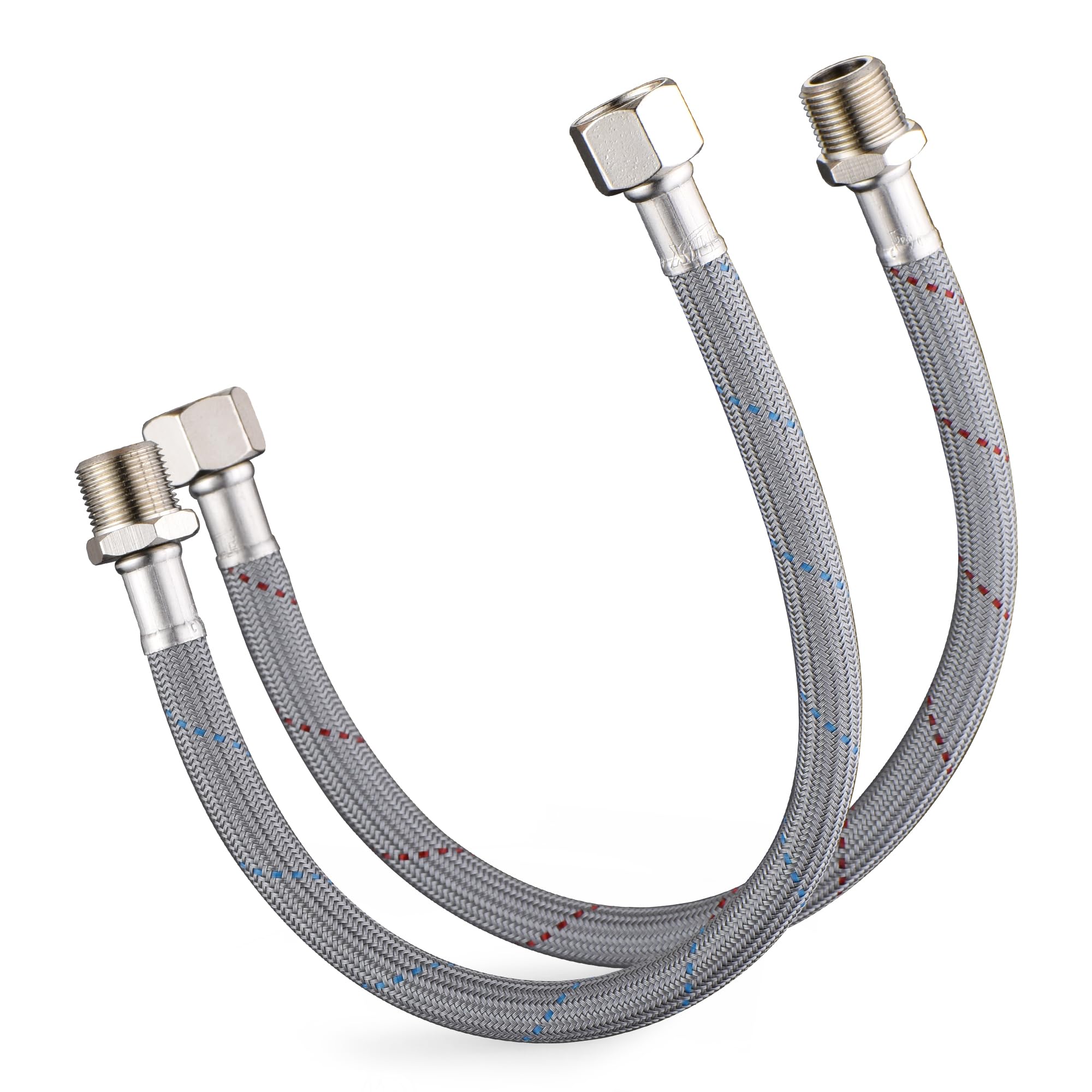 Aoibox  12 in Braided Nylon Faucet Supply Line Extension with 3 8 in Female Thread Connector and Stainless Steel