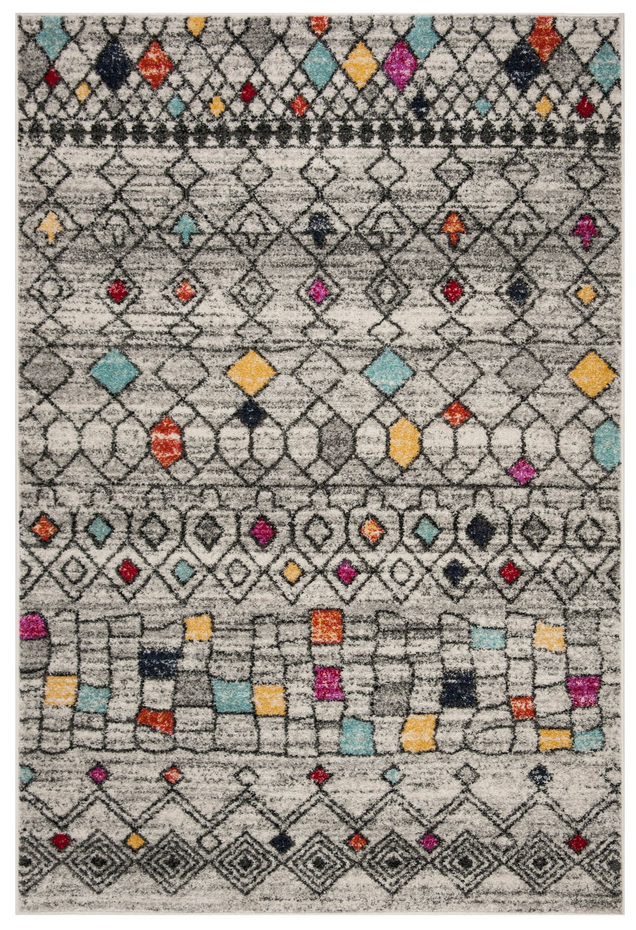 Hand-Knotted Gray Synthetic Rectangle Area Rug