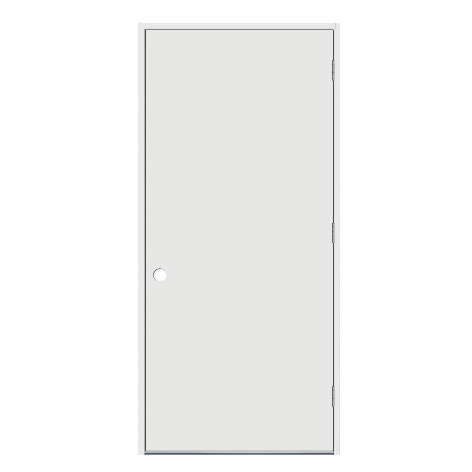 36-in x 80-in Steel Left-Hand Outswing Primed Prehung Single Front Door Insulating Core in Off-White | - JELD-WEN JW227600006