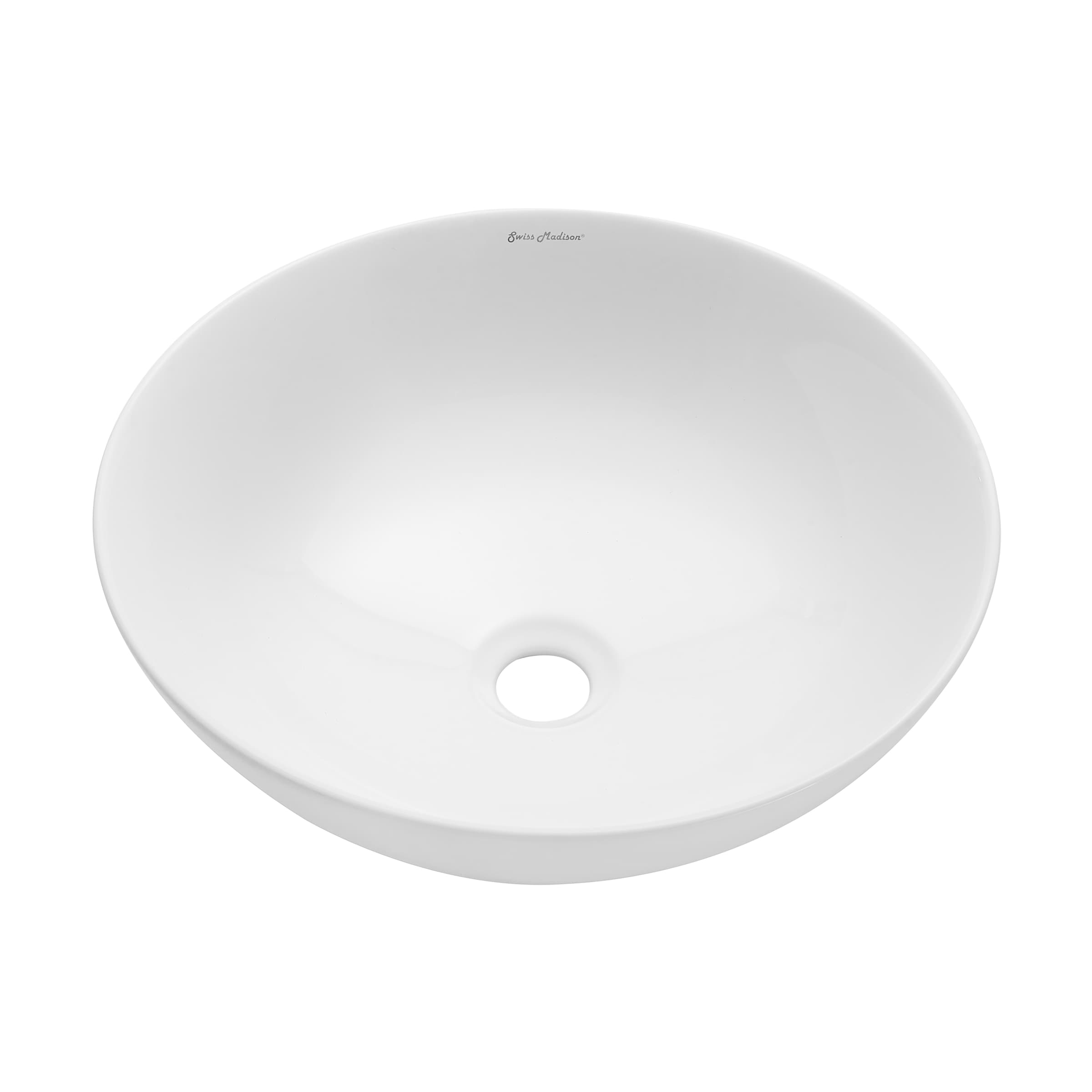 Swiss Madison SM-25-VSCHX05WH Chaux Ceramic Vessel Round Modern Glossy White Bathroom Sink ( 16-Inches x 16-Inches )
