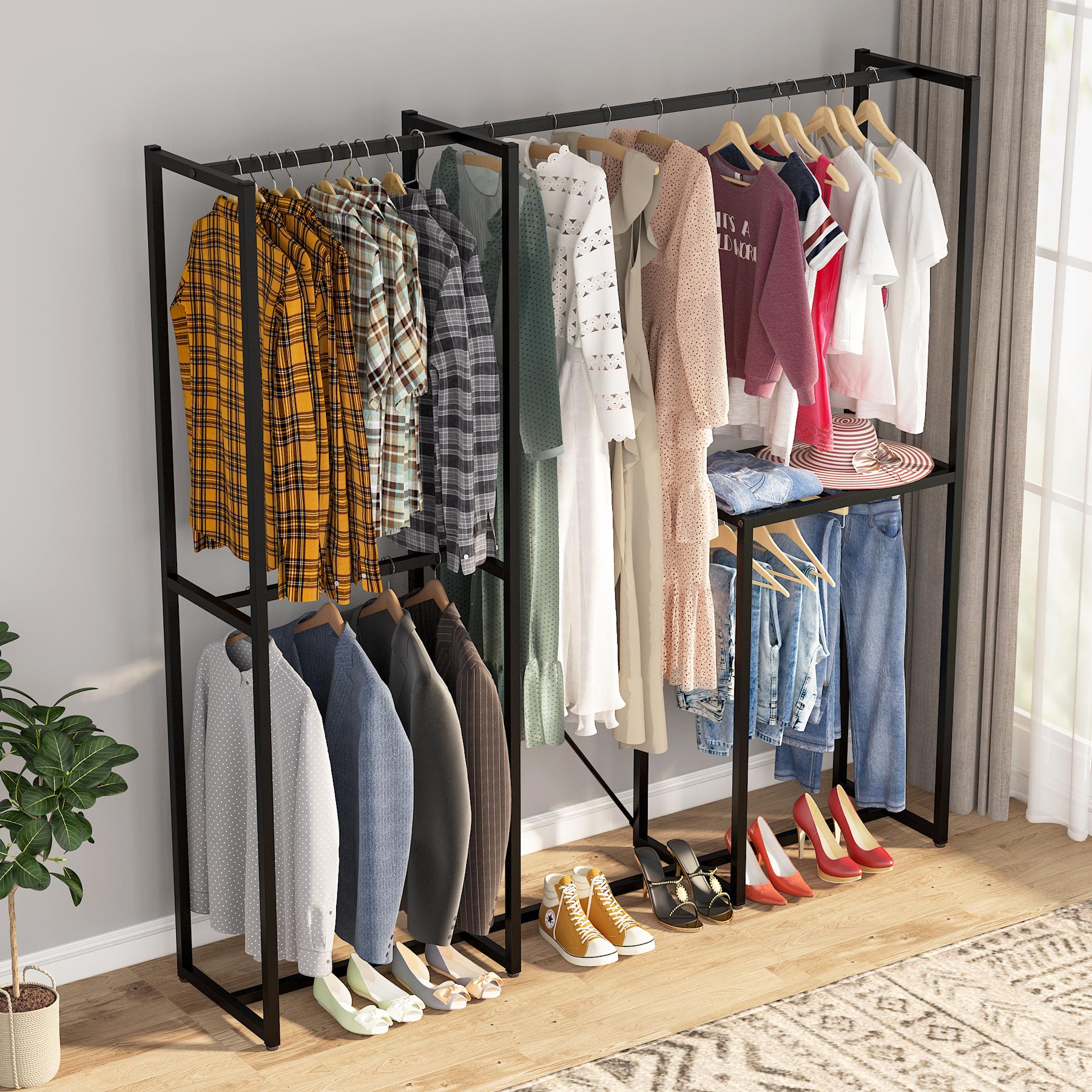 Tribesigns Hoga-JW0136 Black Steel Clothing Rack at