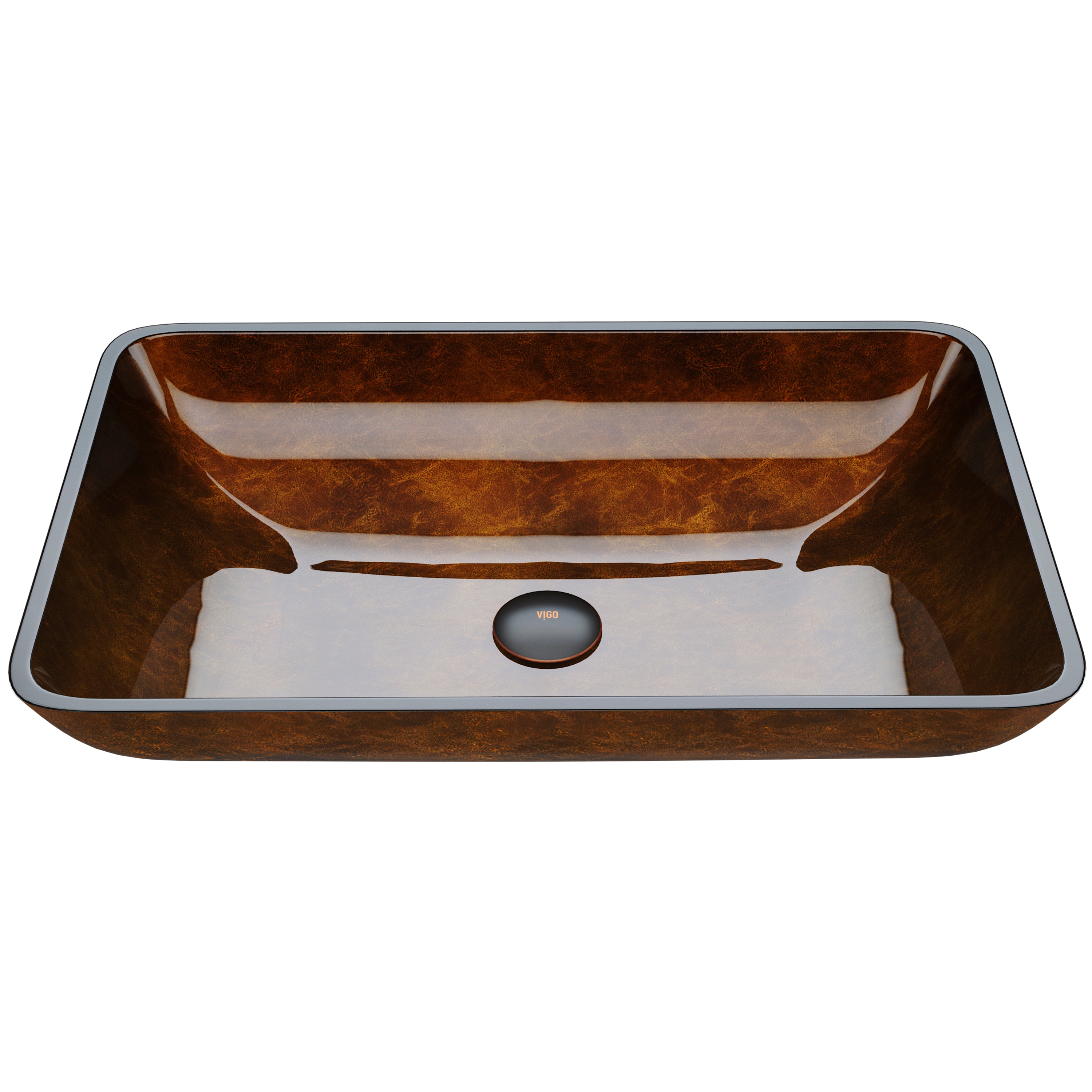 VIGO Russet Rich Chocolate Brown Glass Vessel Rectangular Modern ...