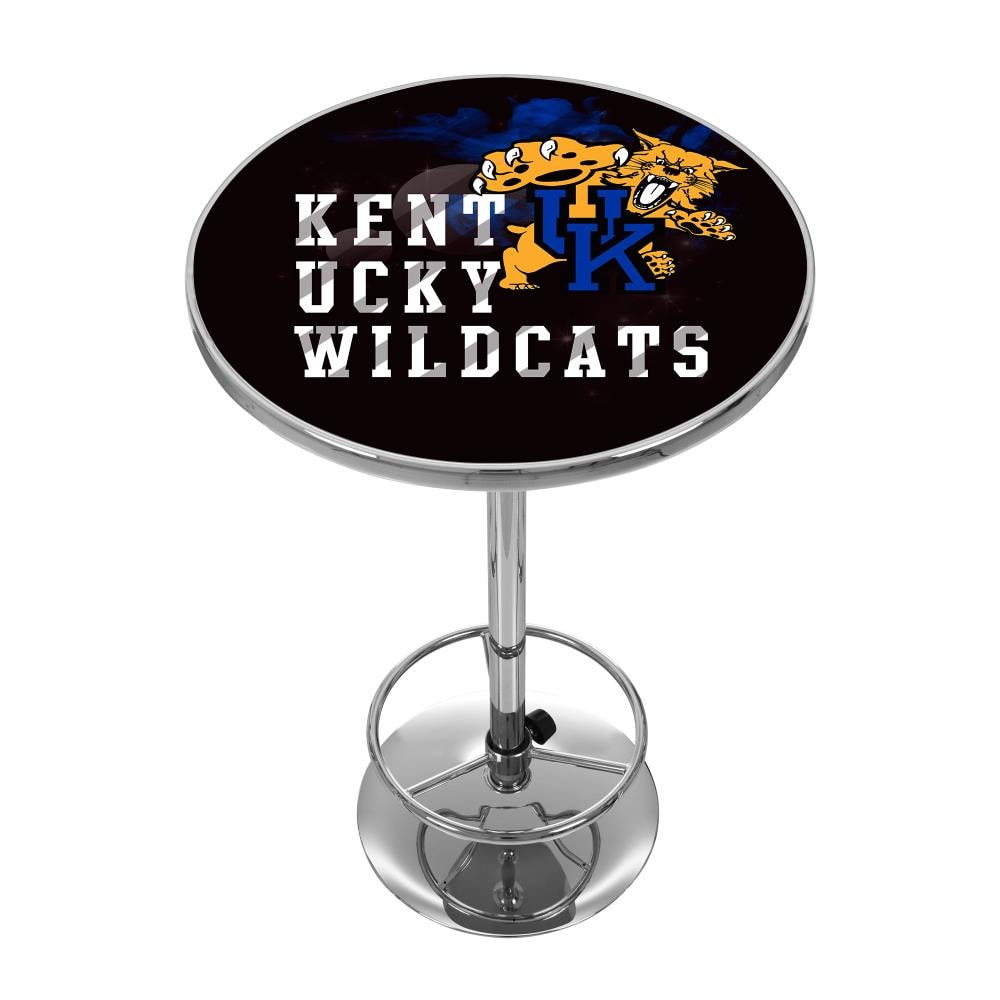 Trademark Gameroom KY2000-SMOKE Kentucky Wildcats Pub Tables Chrome Round Traditional Bar Table, Composite with Metal Pedestal Base 27.375-in L x 42-in H