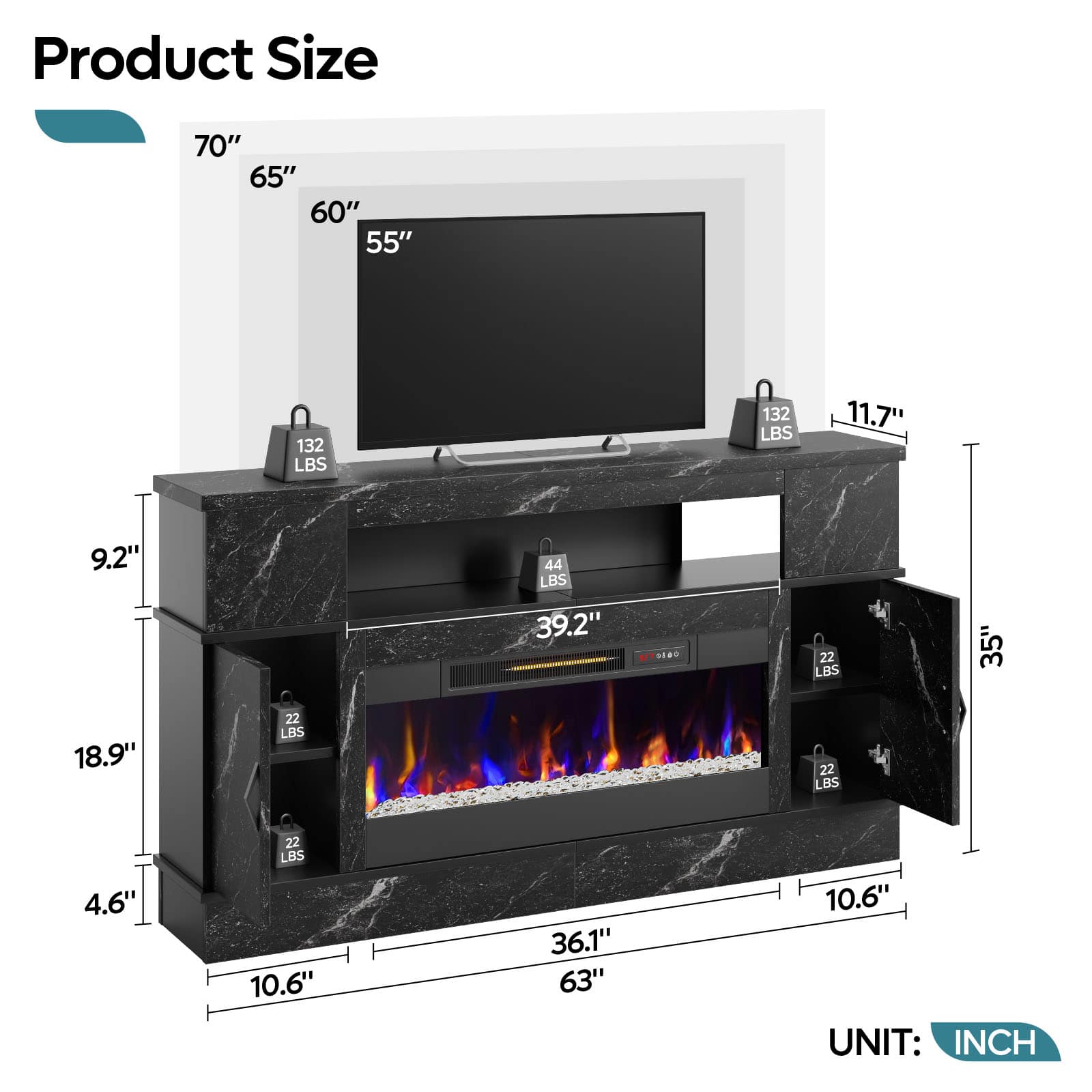 Bestier LOW-L104216FP-BLKM Electric-Fireplaces - View #4