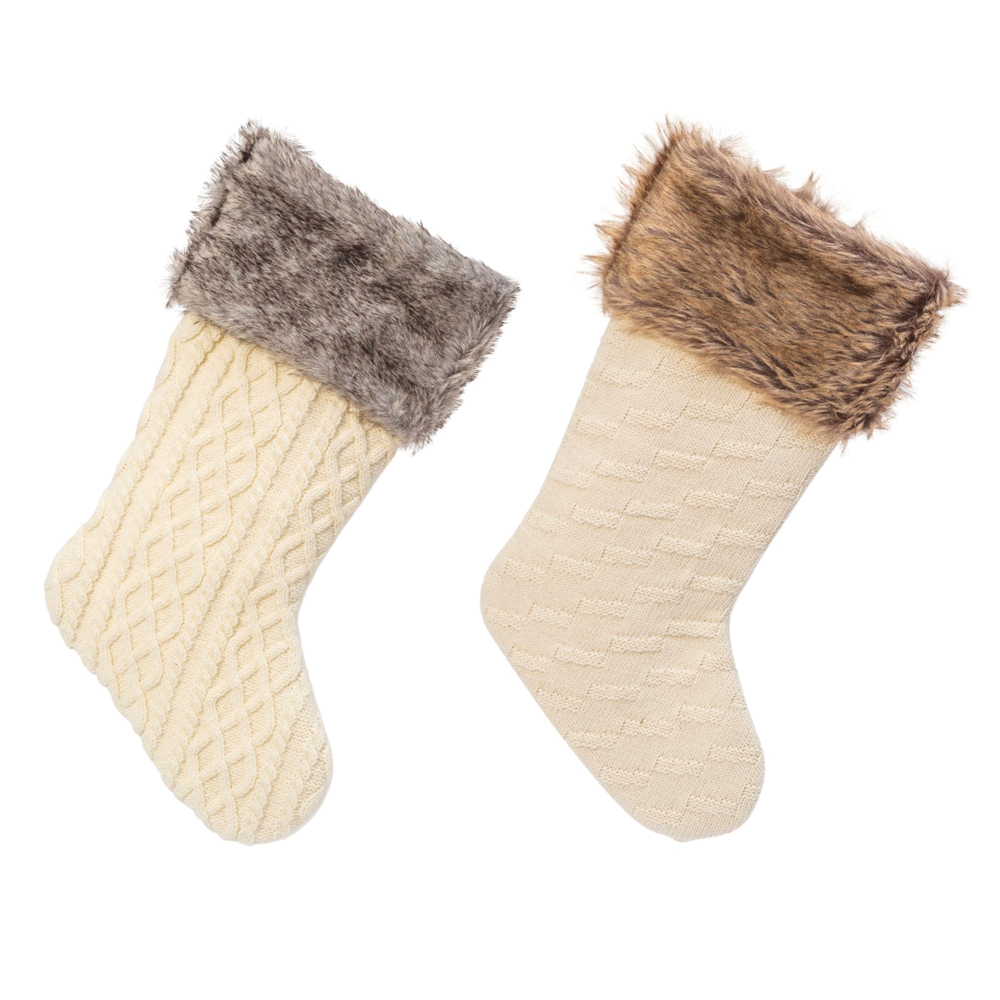 Gerson International 21-in White Fur Christmas Stocking in the ...