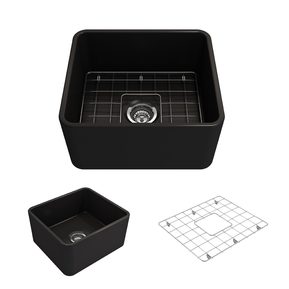 BOCCHI 1136-004-0120 Classico Farmhouse apron front 20-Inches x 18-Inches Fireclay Single bowl Kitchen Sink