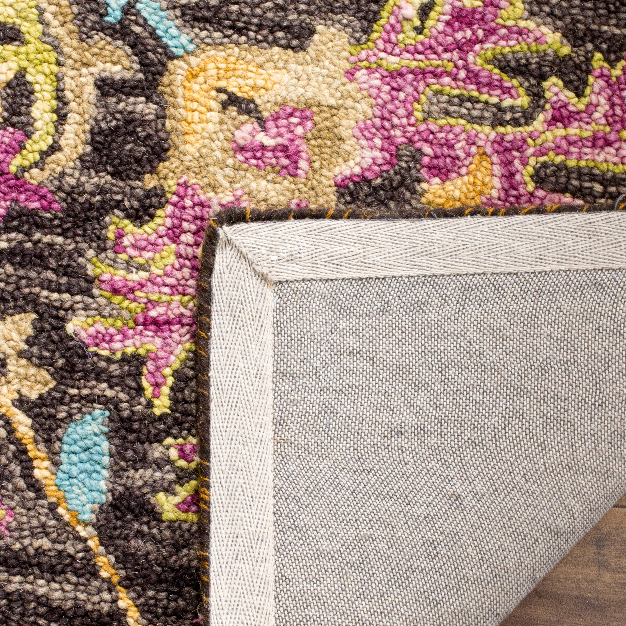 Handmade Tufted Floral Wool Blend 8' x 10' Area Rug in Charcoal/Multi