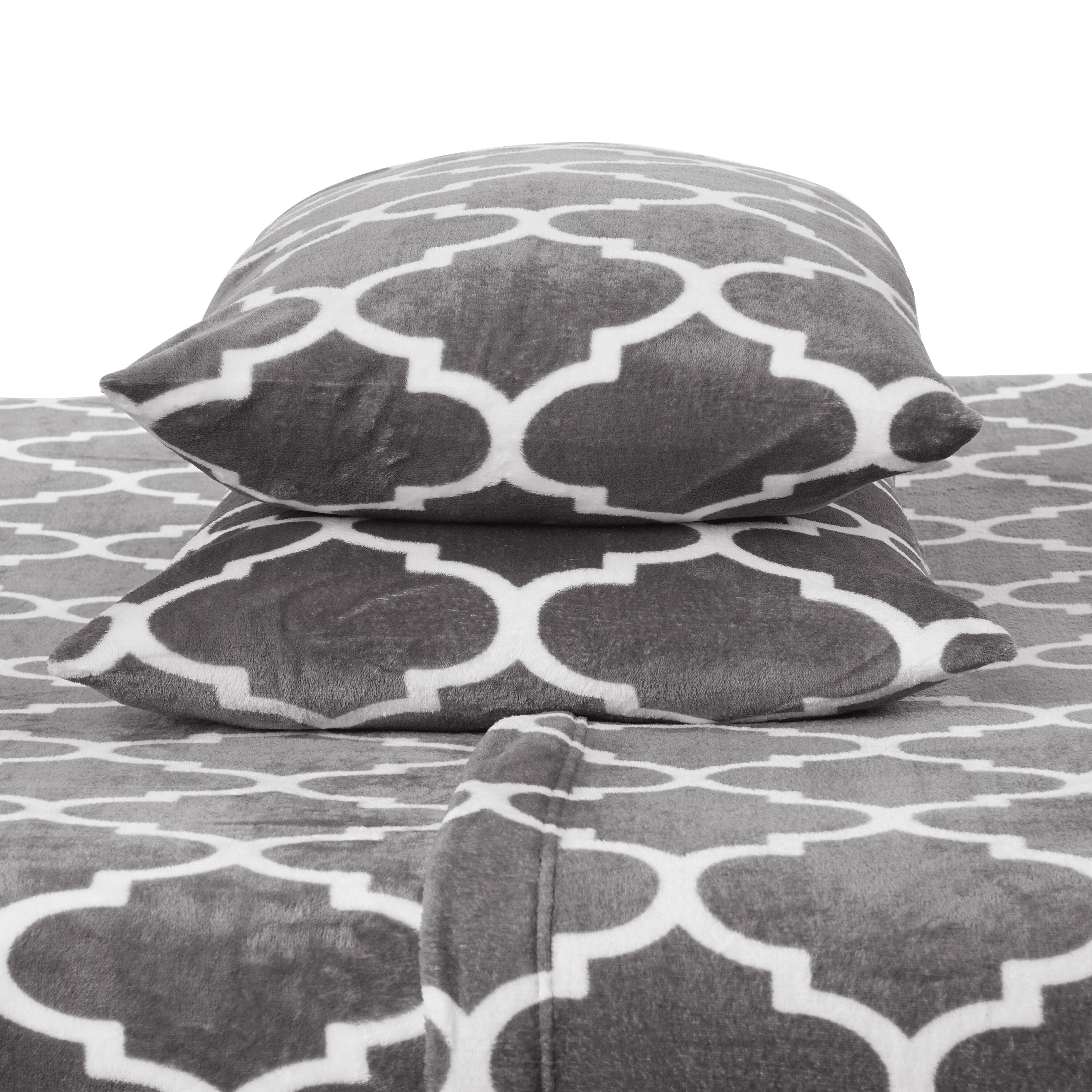 NY Loft 20178 King 180-Thread Count Microfiber Grey 4-Piece Bed Sheet