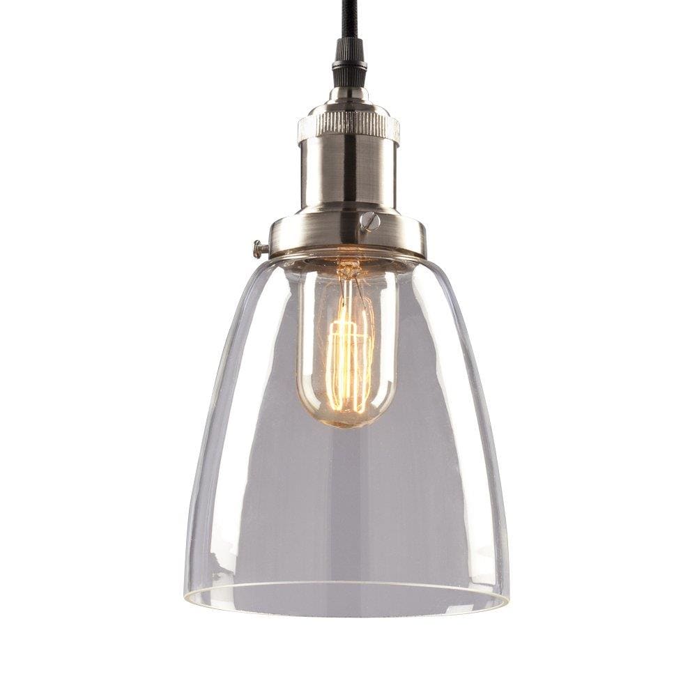 Galaxy Lighting 917870BN 1 -Light Brushed nickel Transitional Clear glass Bell Mini Hanging Pendant light