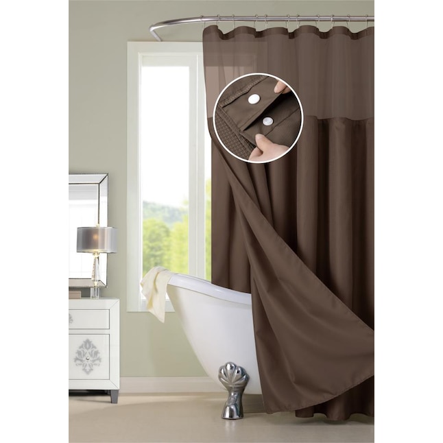 Polyester Brown Solid Shower Curtain, What Is The Length Of A Regular Shower Curtain