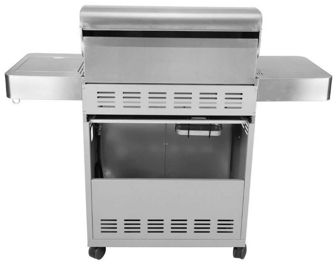 GRILLSKÄR Gas grill with side burner, stainless steel/outdoor, 471