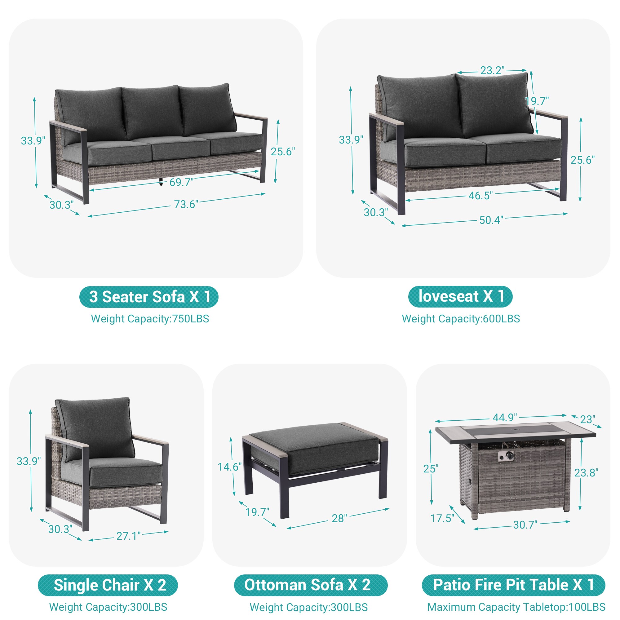 Sonkuki SD-PS-148HBK-S3T5 Patio-Conversation-Sets - View #3