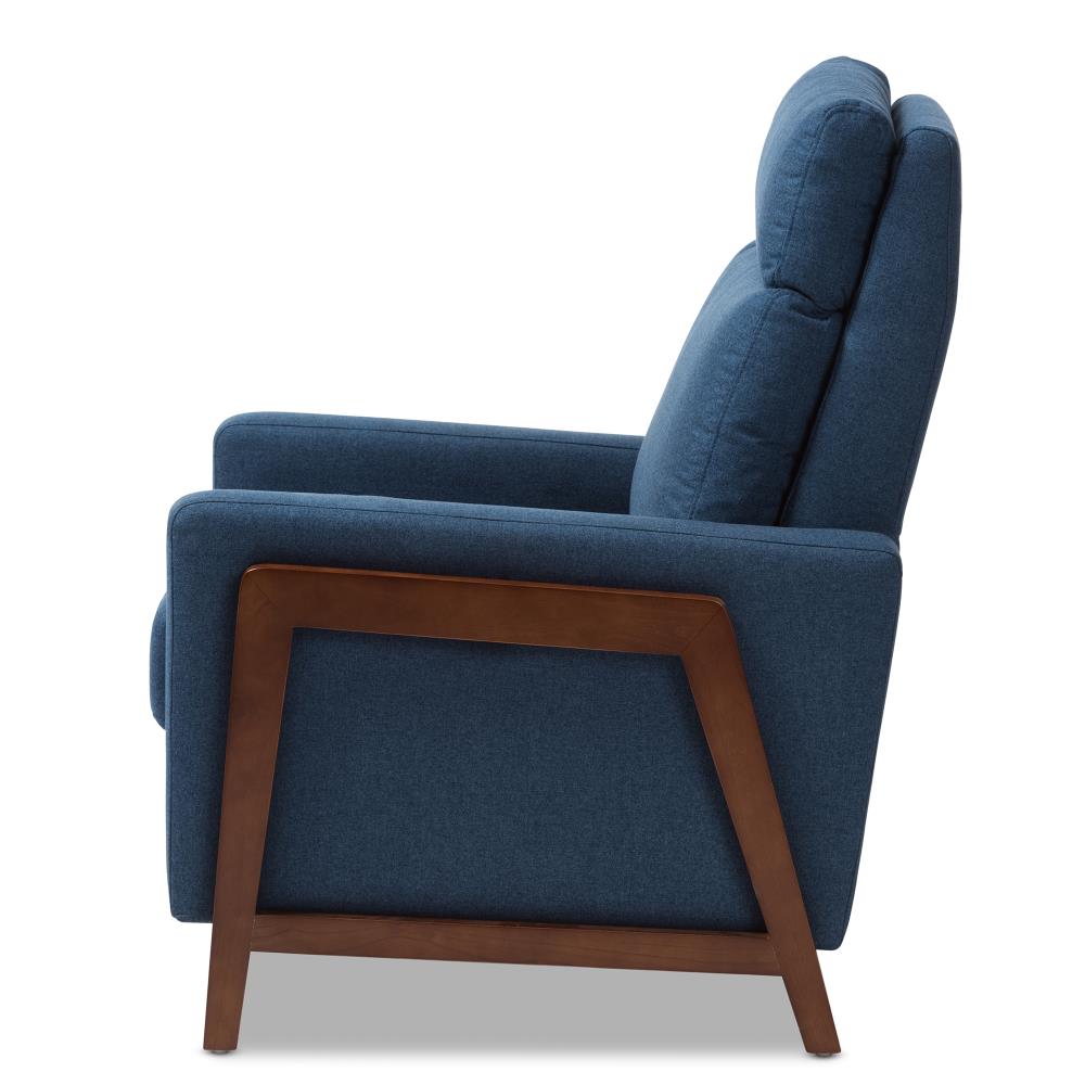 Baxton Studio Halstein Blue Linen Recliner in the Recliners