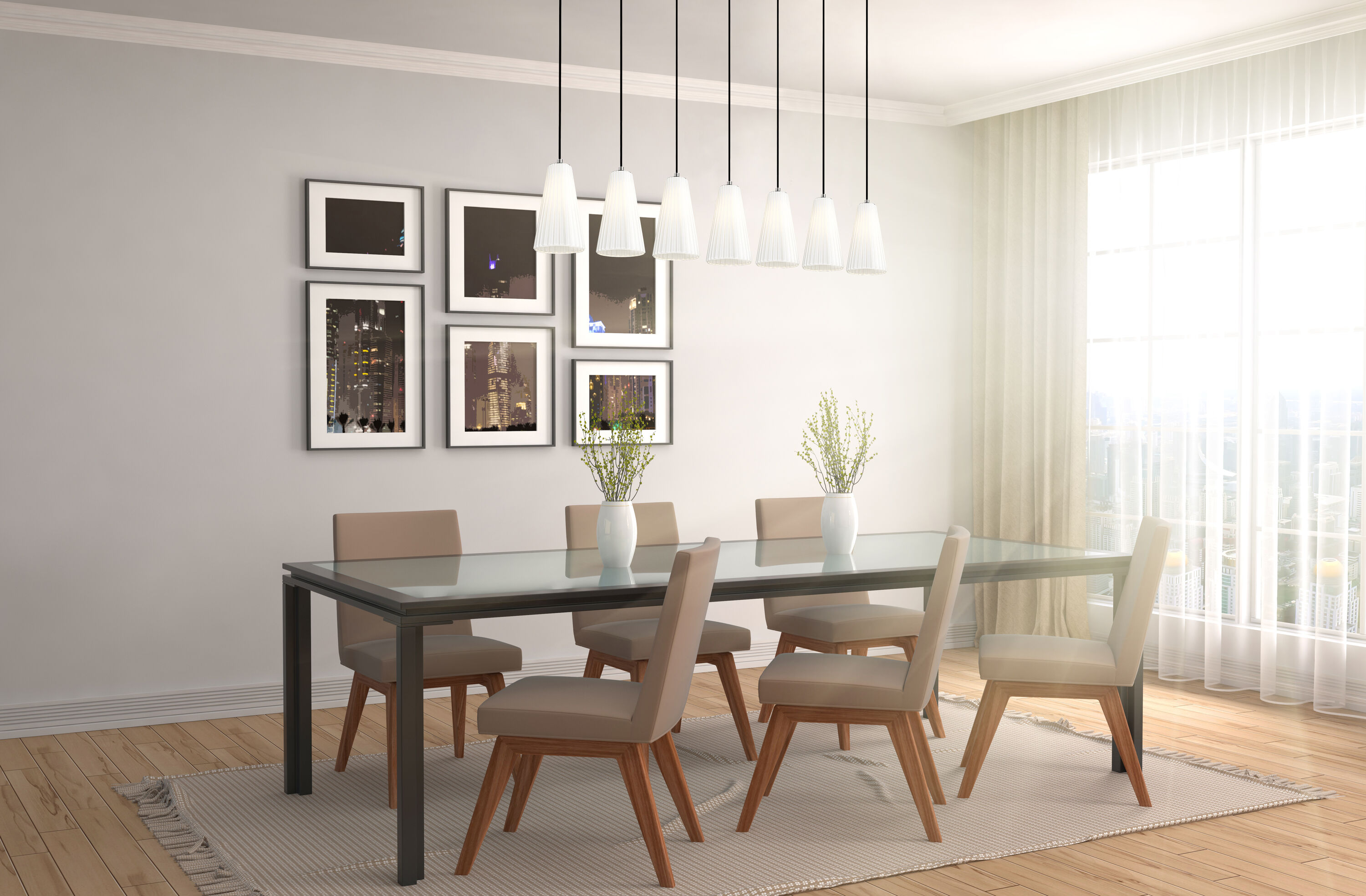 Z-Lite 3043P6-7L-BN Farrell 7 -Light Brushed Nickel Transitional For Use in Bedrooms, Dining Rooms, Foyers, Kitchens, Living Rooms Chandelier