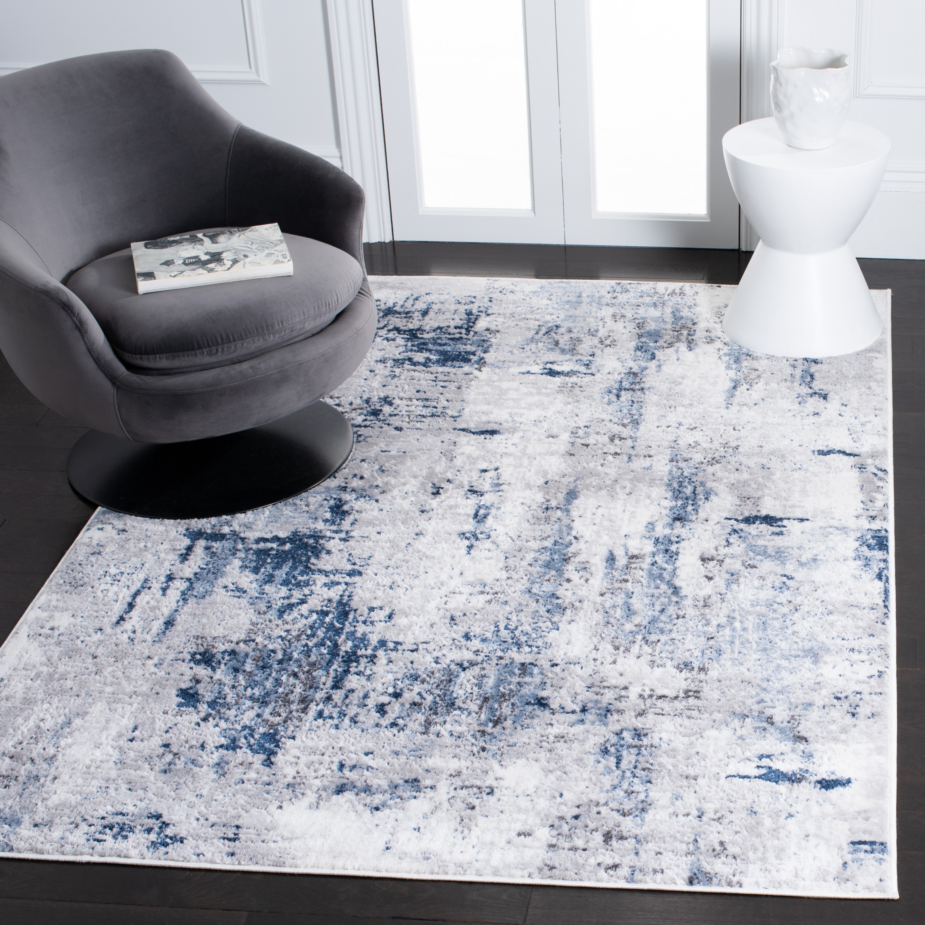 Safavieh ALA777G-4 Amelia Graine 4 x 6 (ft) Loomed Polypropylene Gray/Light Blue Rectangular Indoor Distressed/Overdyed Bohemian/Eclectic Area rug
