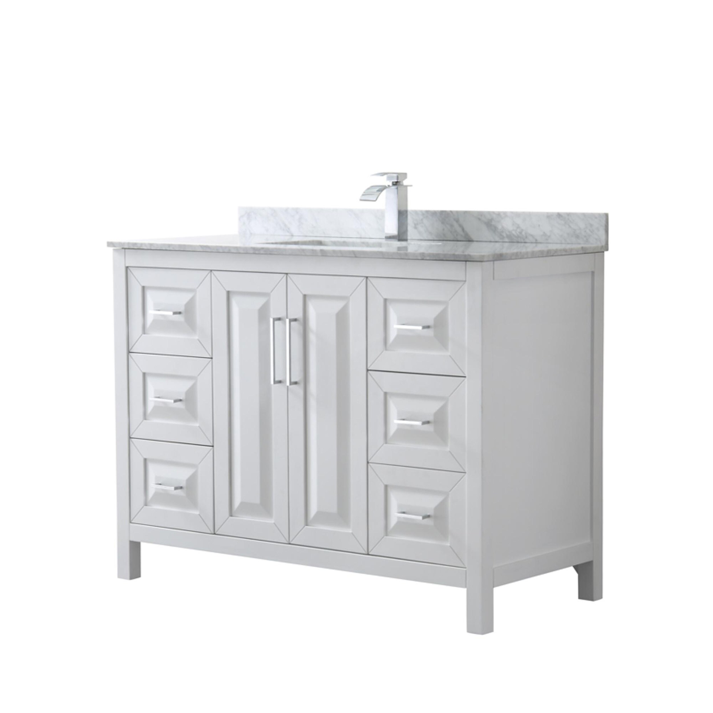 Wyndham Collection WCV252548SWHCMUNSMXX Daria 48-in White with Polished Chrome Trim Undermount Single sink Bathroom Vanity with White Carrara Marble Natural marble Top
