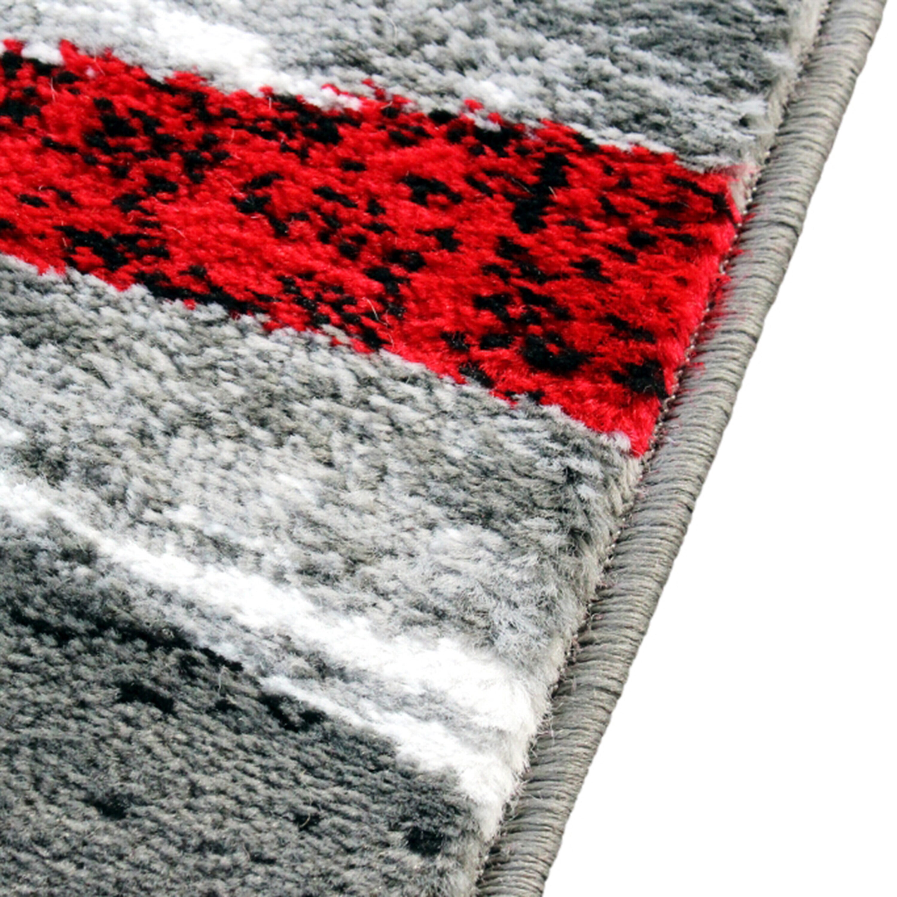 Reversible Red Wave 5' x 7' Synthetic Area Rug with Jute Backing