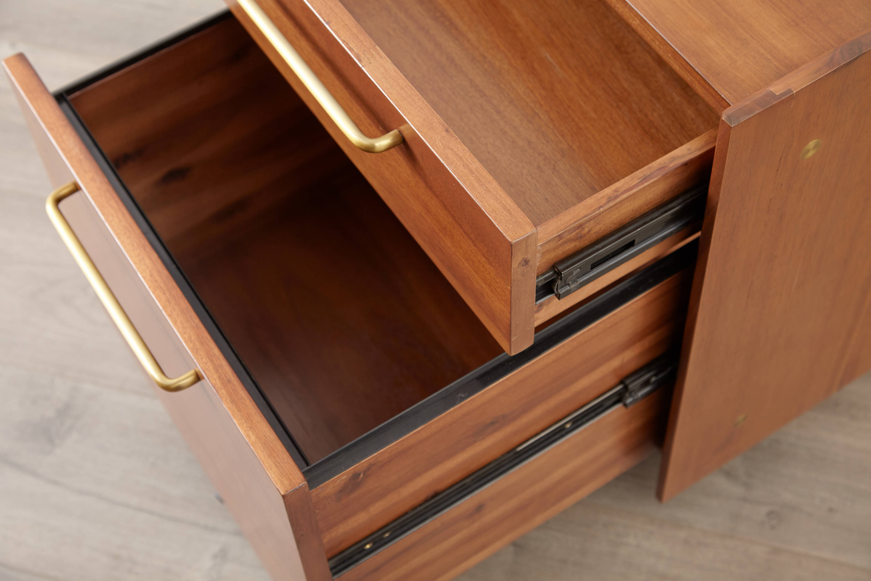 Caridad Mid Century Modern File Cabinet with Mobile Features and Lockable Drawers fit for Home Office Walnut Oak Color 
