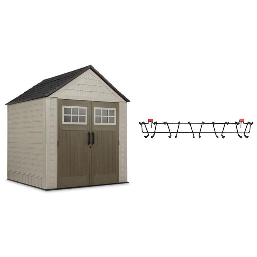 Rubbermaid 7 x 7 Foot Weather Resistant Resin Outdoor Storage Shed, Gray