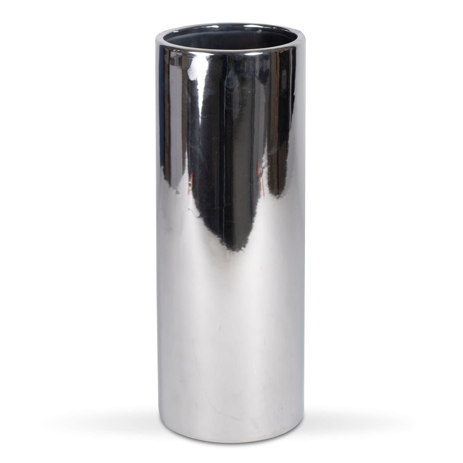 Vasesource CR1606SV Round 6.0-Inches W Medium Silver Ceramic Indoor/Outdoor Planter