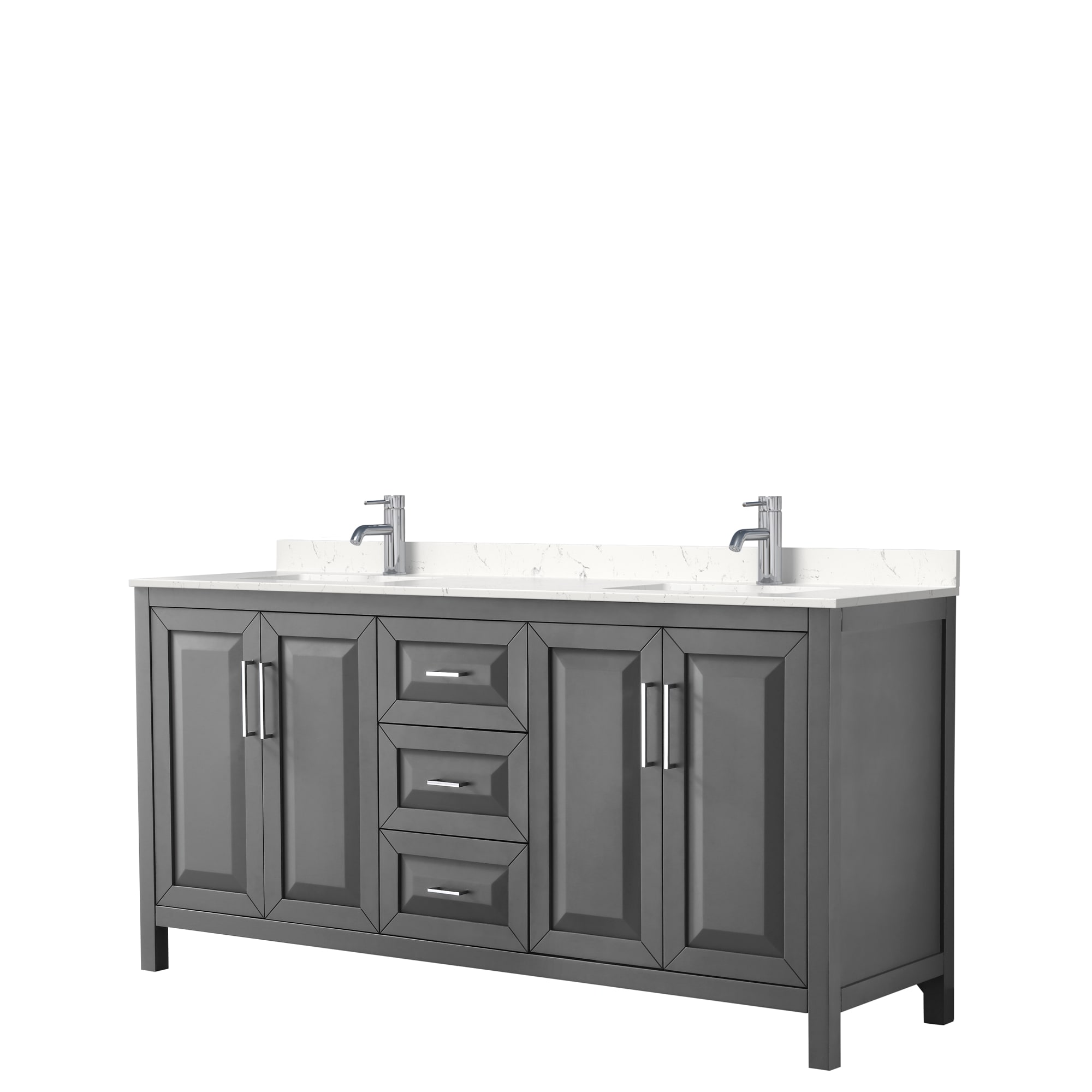 Wyndham Collection WCV252572DKGC2UNSMXX Daria 72-in Dark Gray with Polished Chrome Trim Undermount Double Sink Bathroom Vanity with Carrara Cultured Marble Cultured Marble Top
